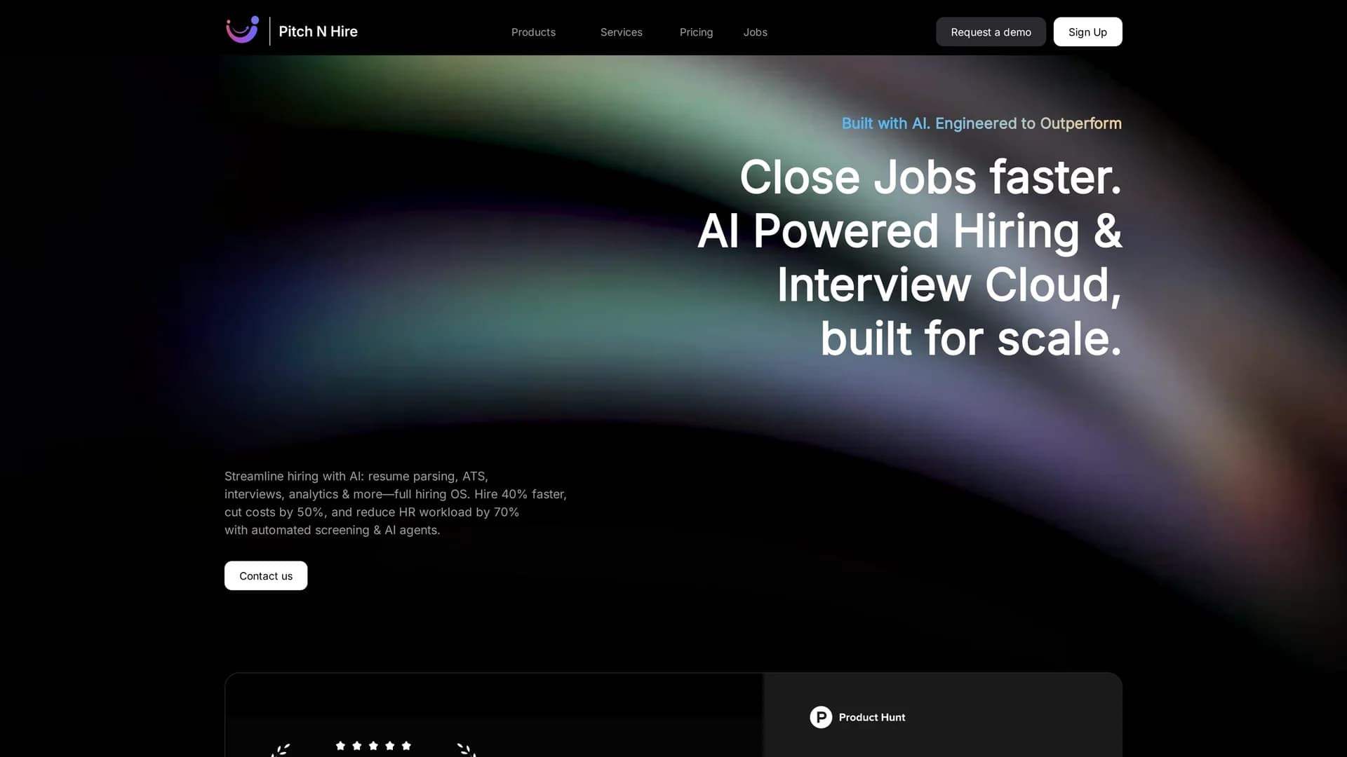 pitch-n-hire-applicant-tracking-software homepage