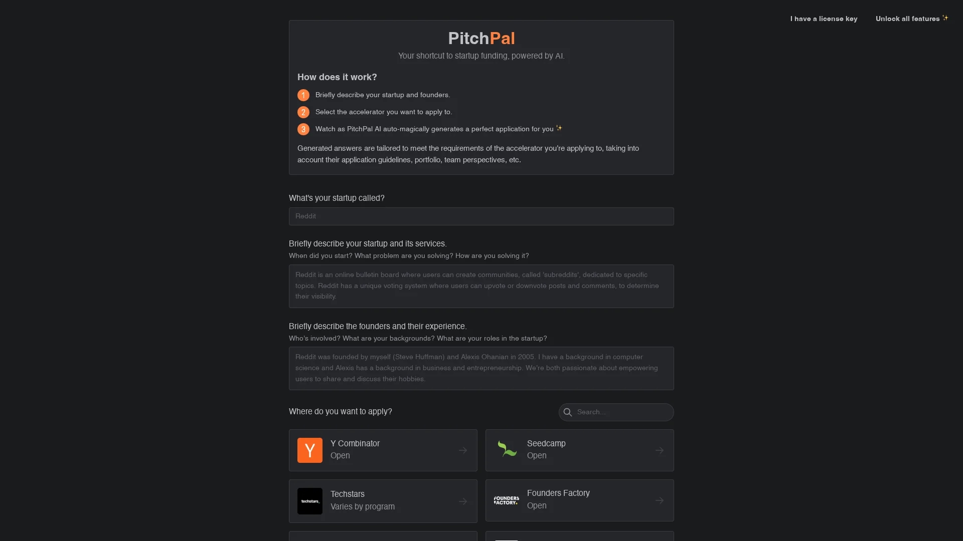 pitchpal homepage