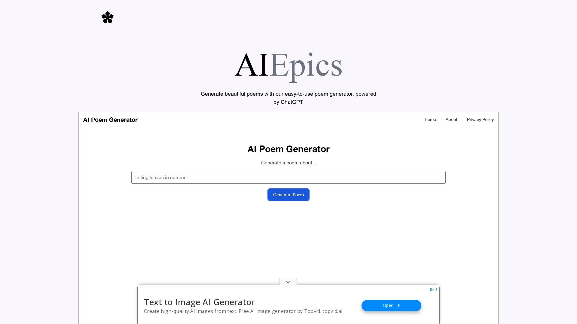 poem-generator homepage