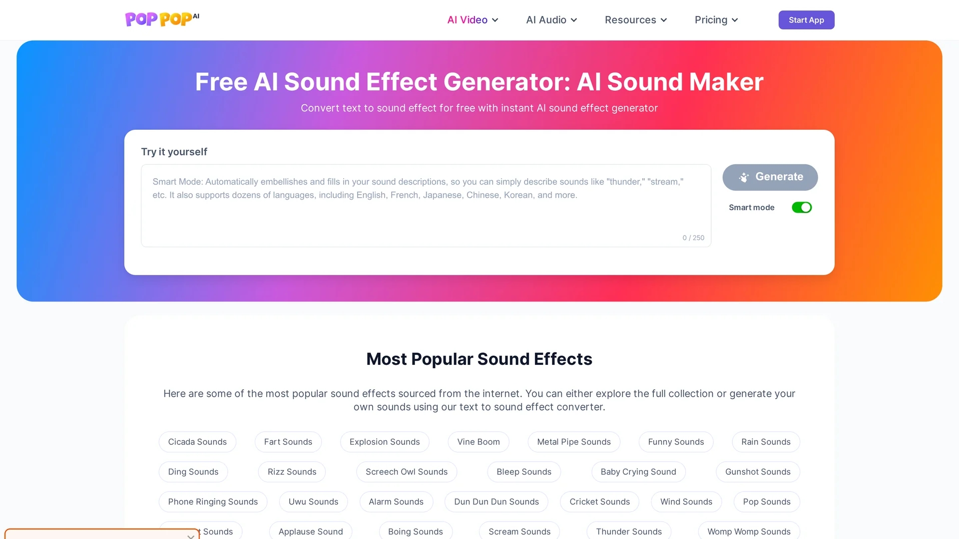 poppop-ai-sound-effect homepage