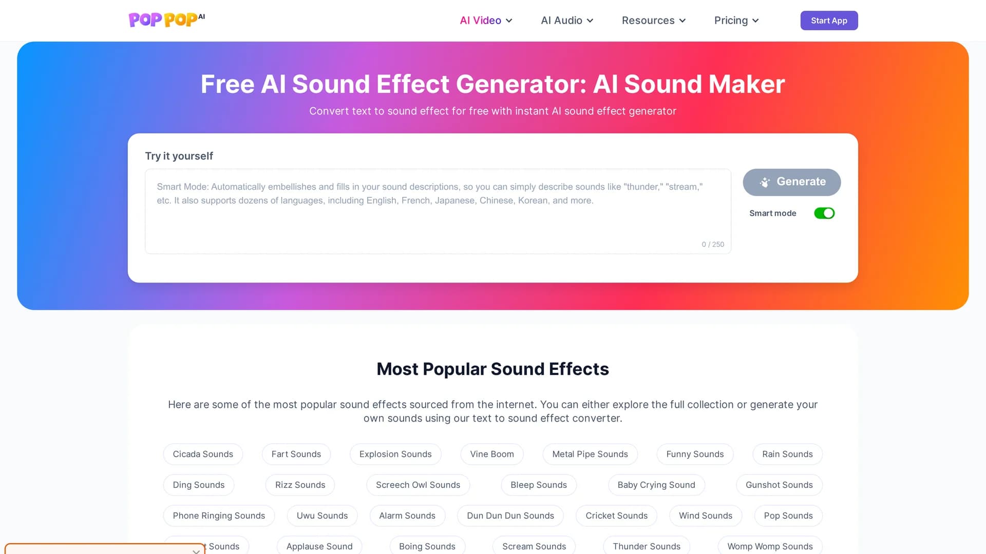 poppop-ai-sound-effect homepage