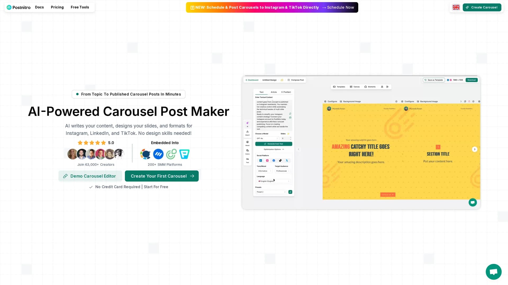 postnitro-ai-carousel-post-generator homepage