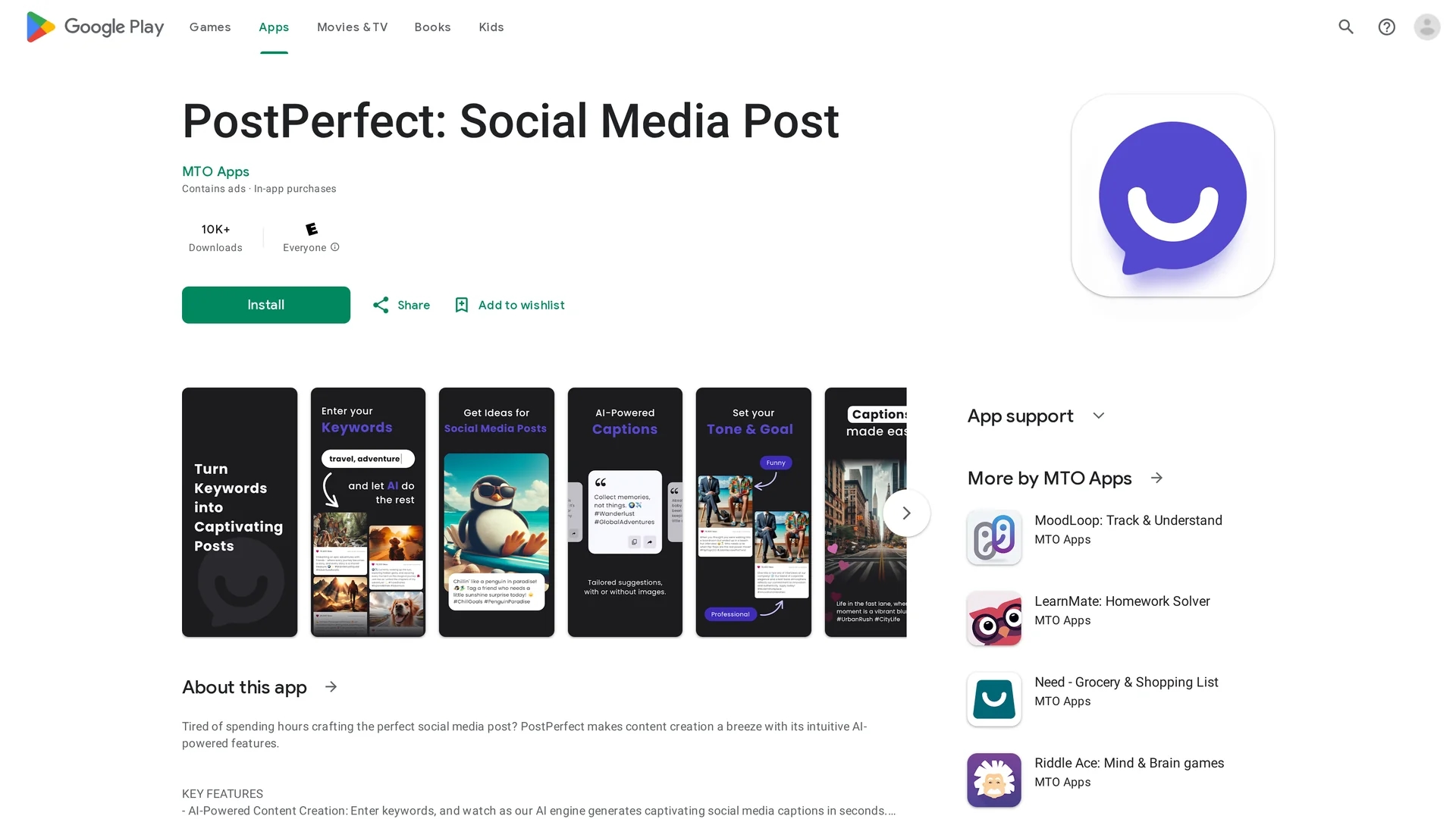postperfect-gpt-posts-for-social-media homepage