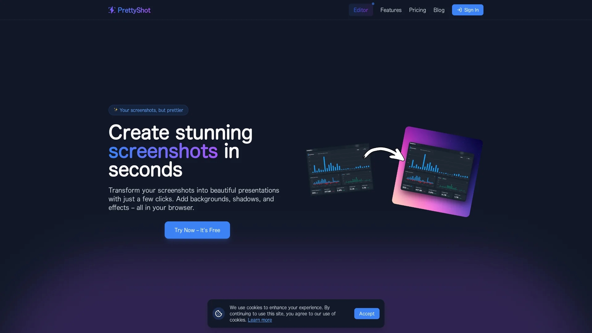 prettyshot homepage
