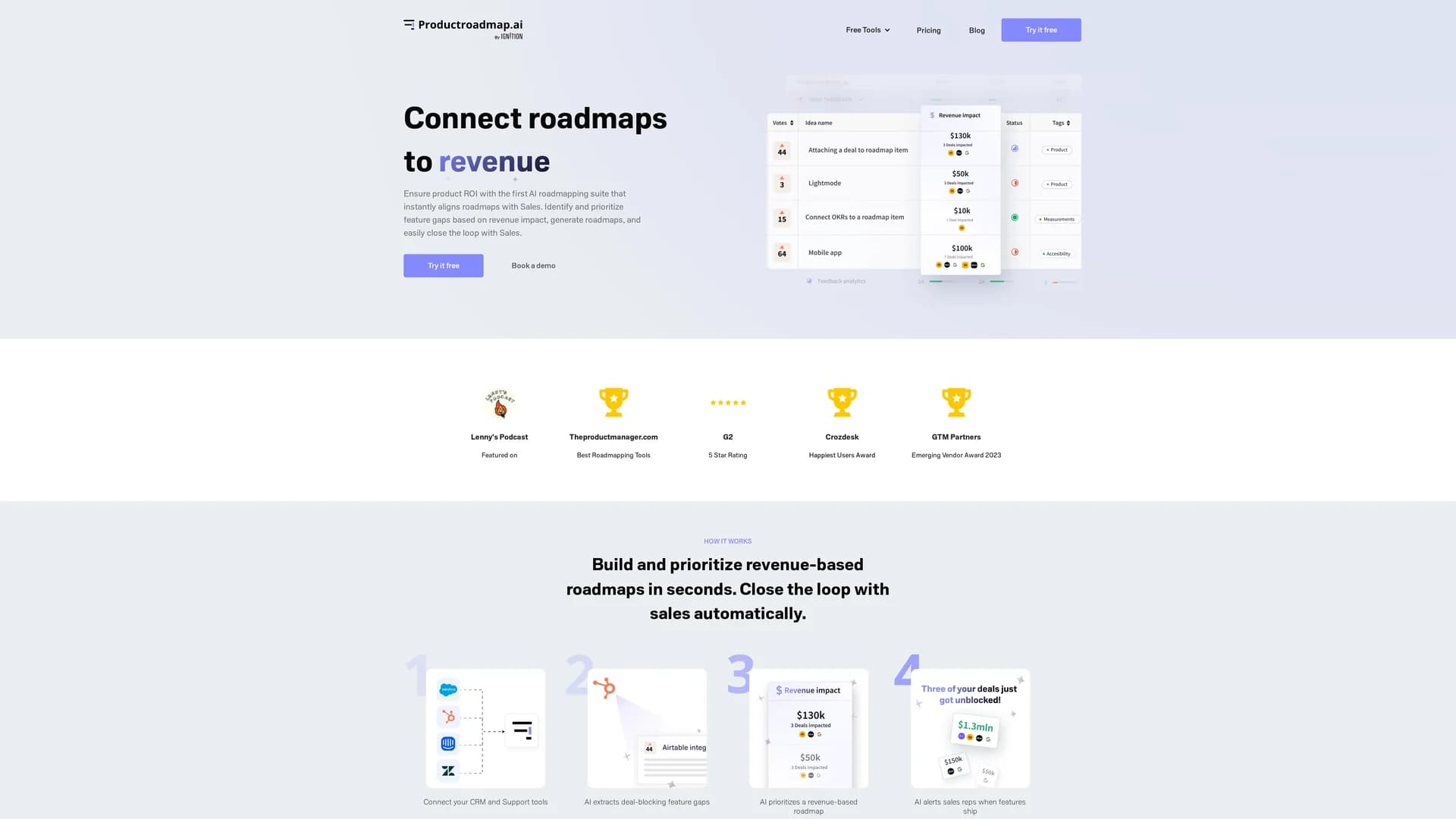 productroadmap-ai-by-ignition homepage