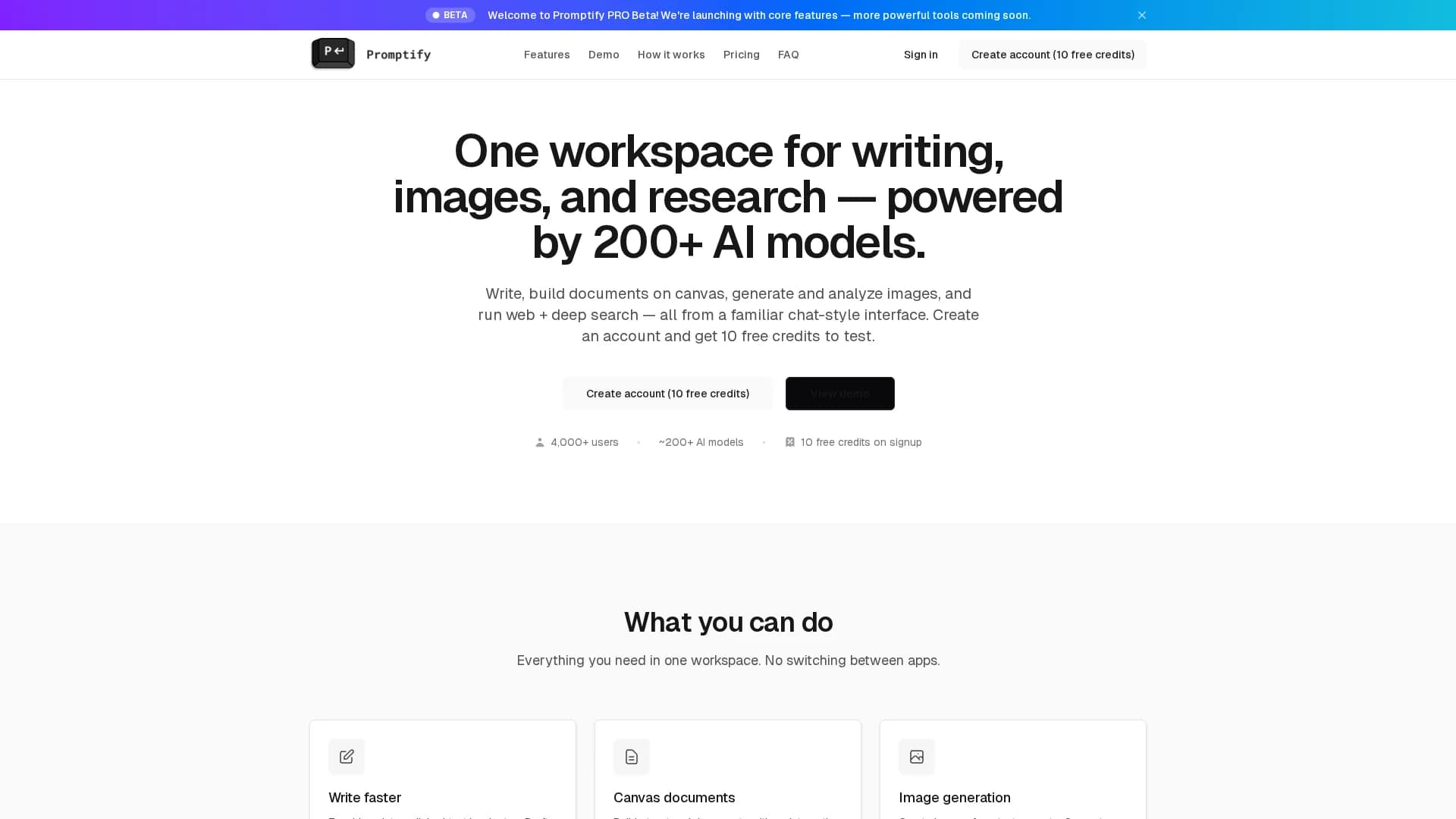 promptify-pro homepage