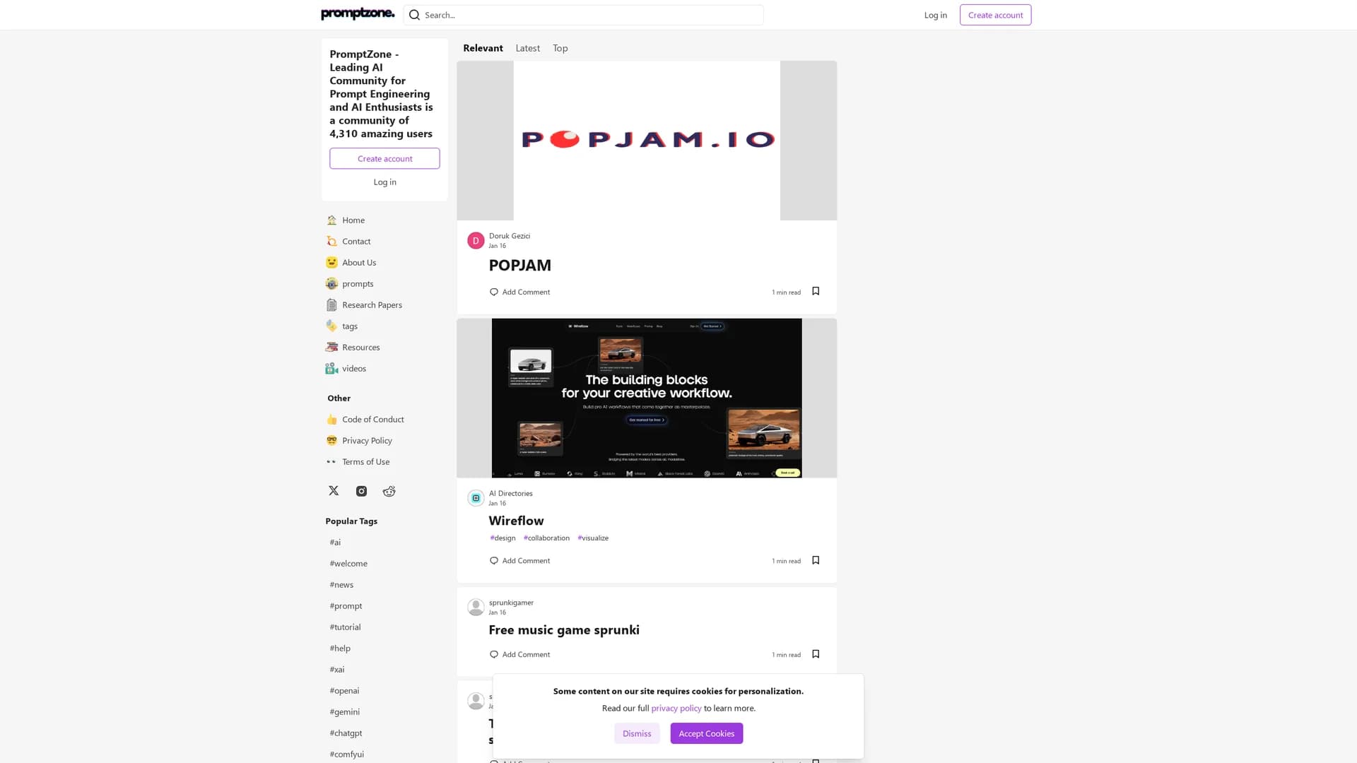 promptzone homepage