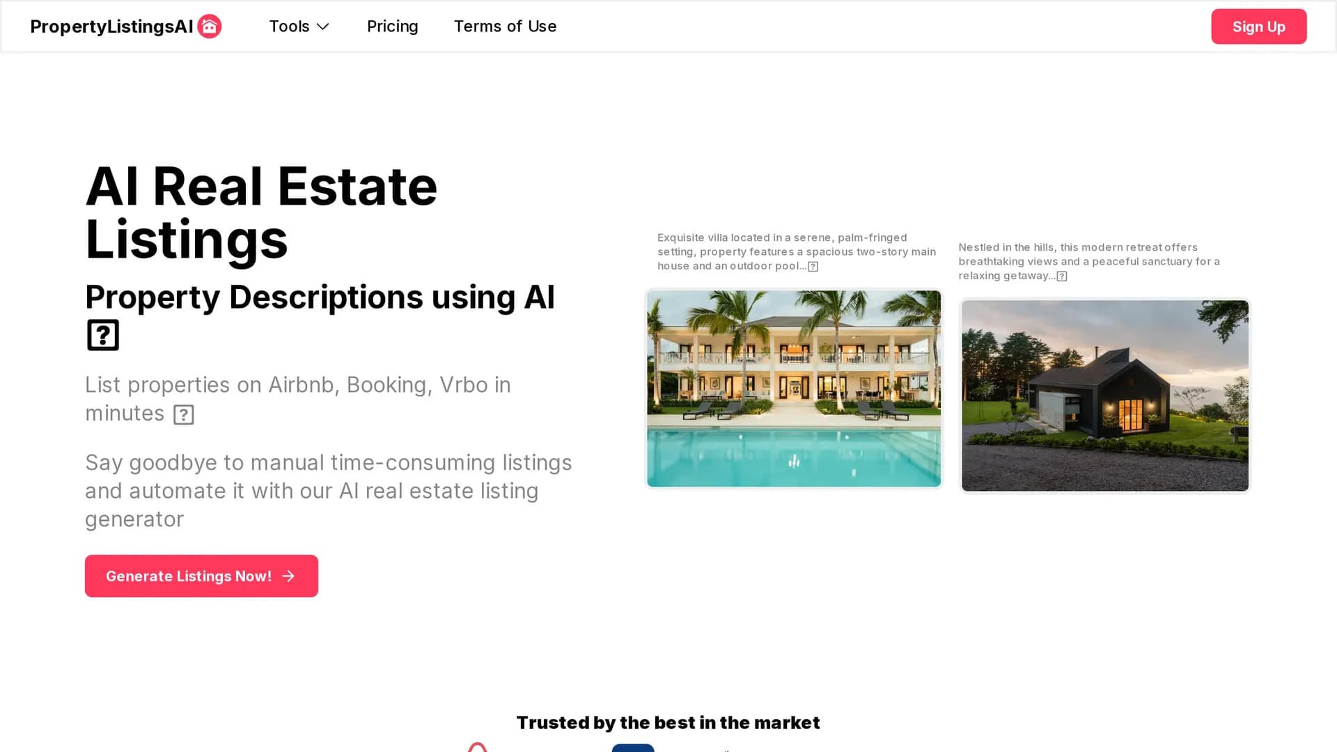 property-listings-ai homepage