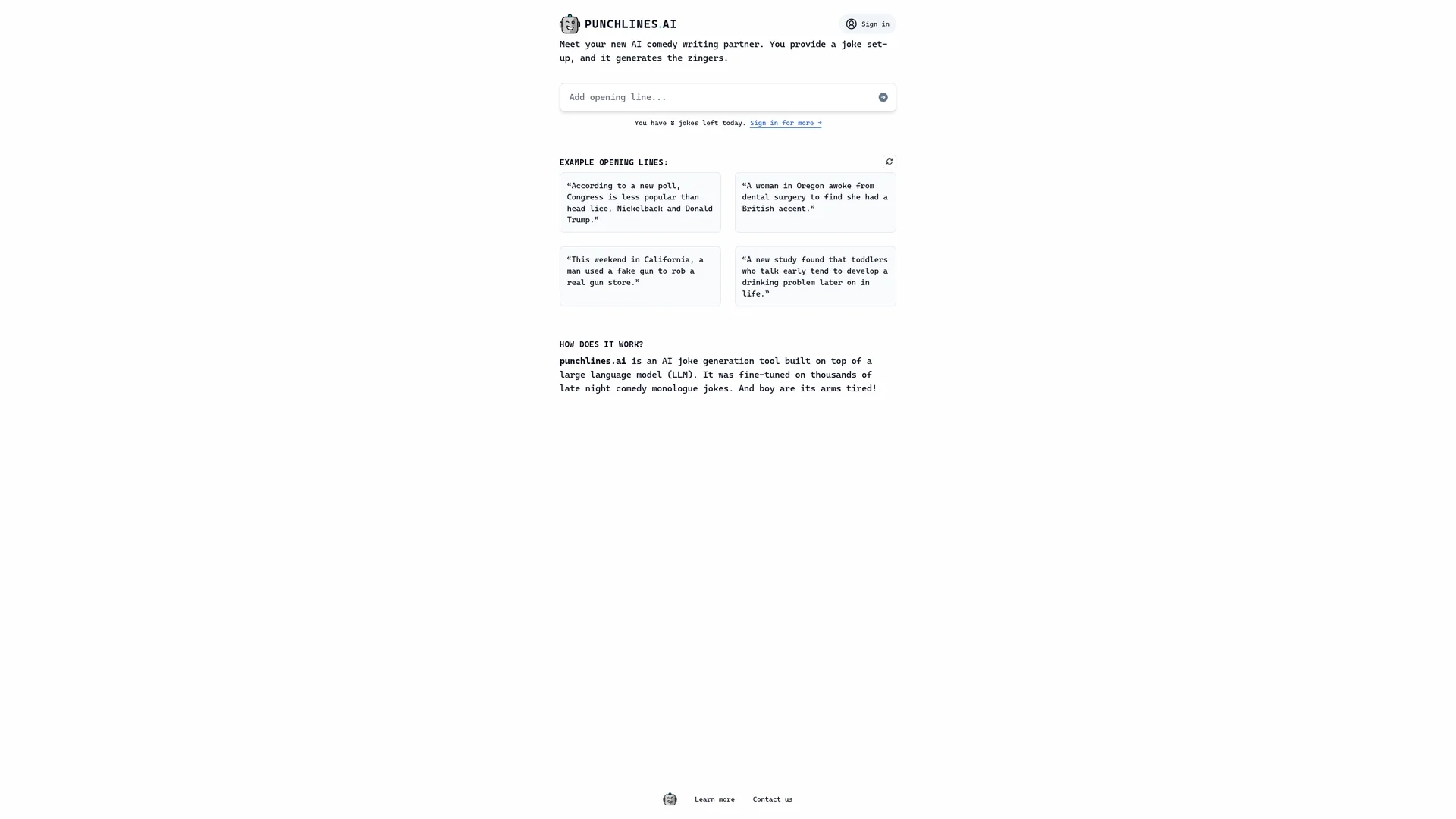 punchlines-ai-gpt-joke-writing homepage