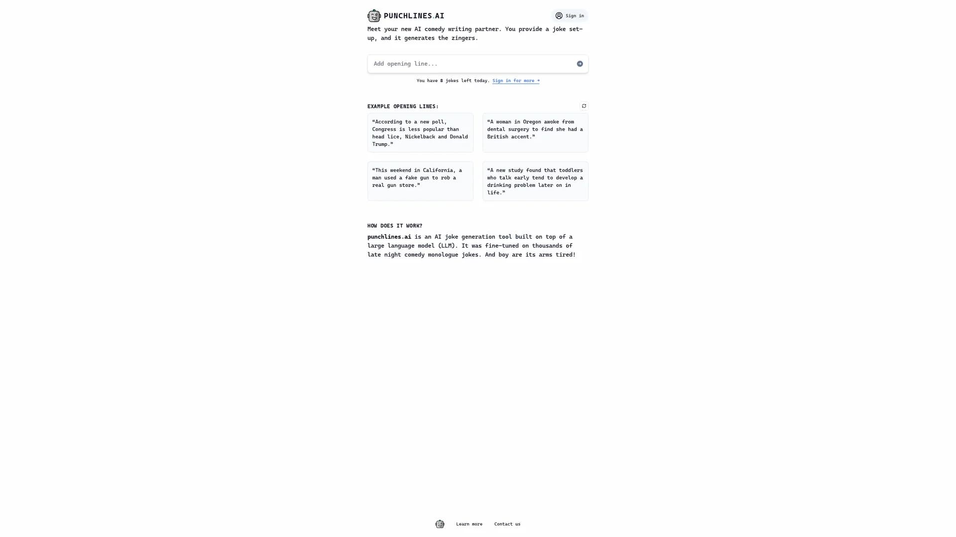 punchlines-ai-gpt-joke-writing homepage