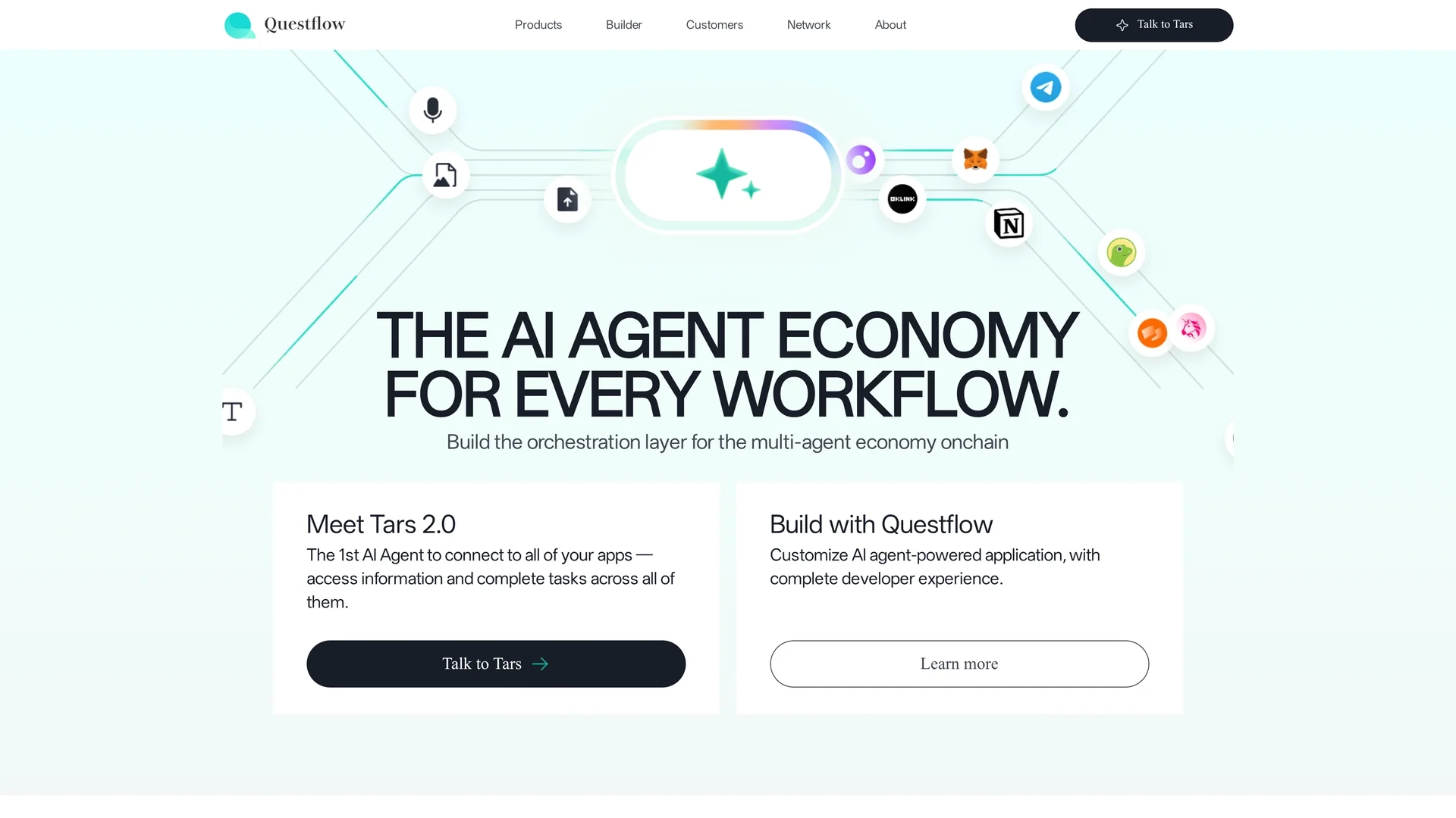 questflow-build-ai-agents-with-no-code homepage