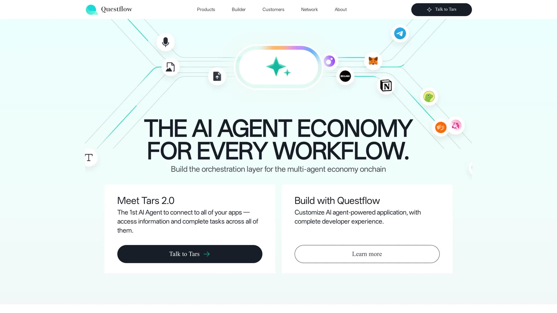 questflow-build-ai-agents-with-no-code homepage