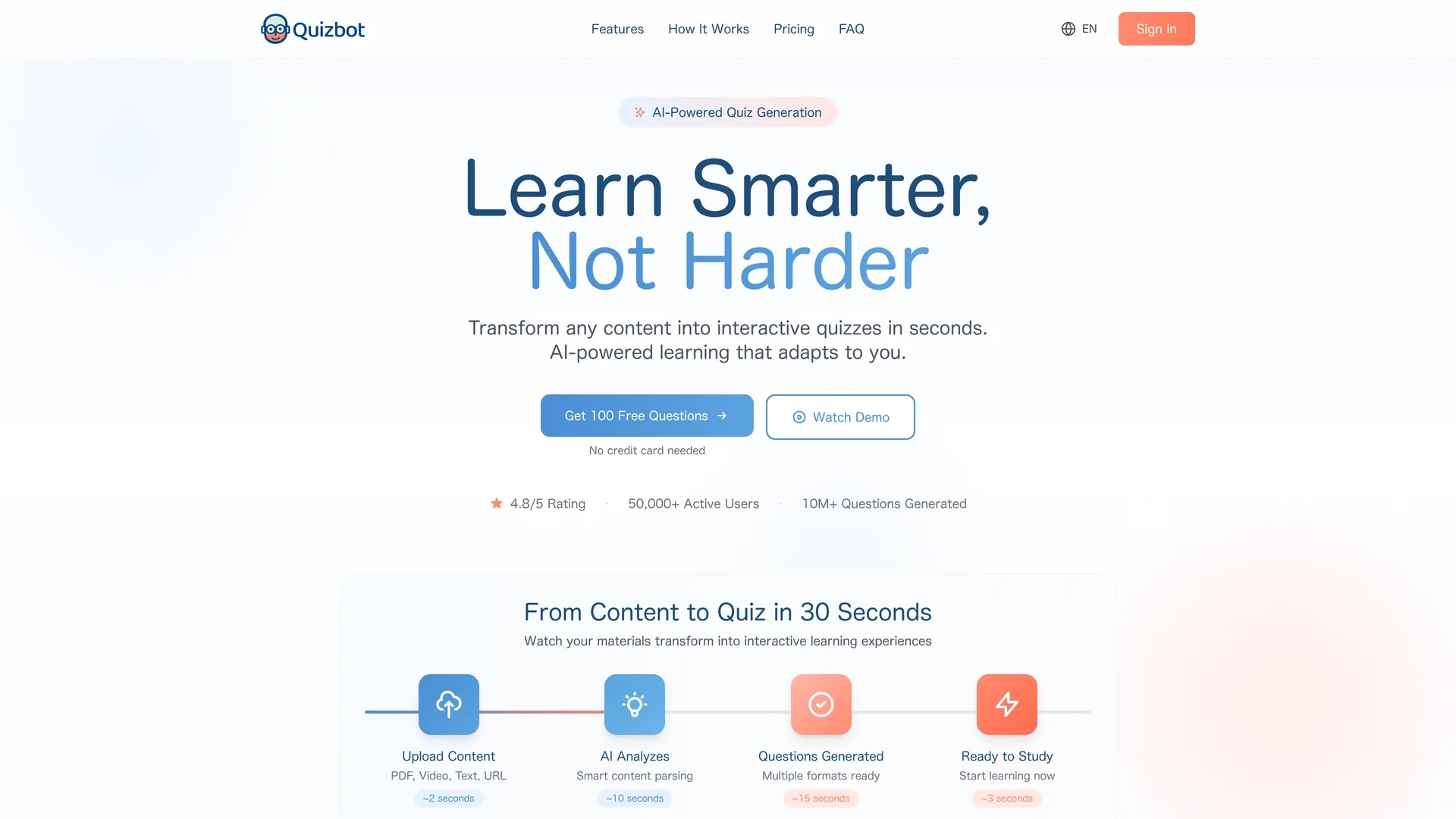 quizbot-ai homepage
