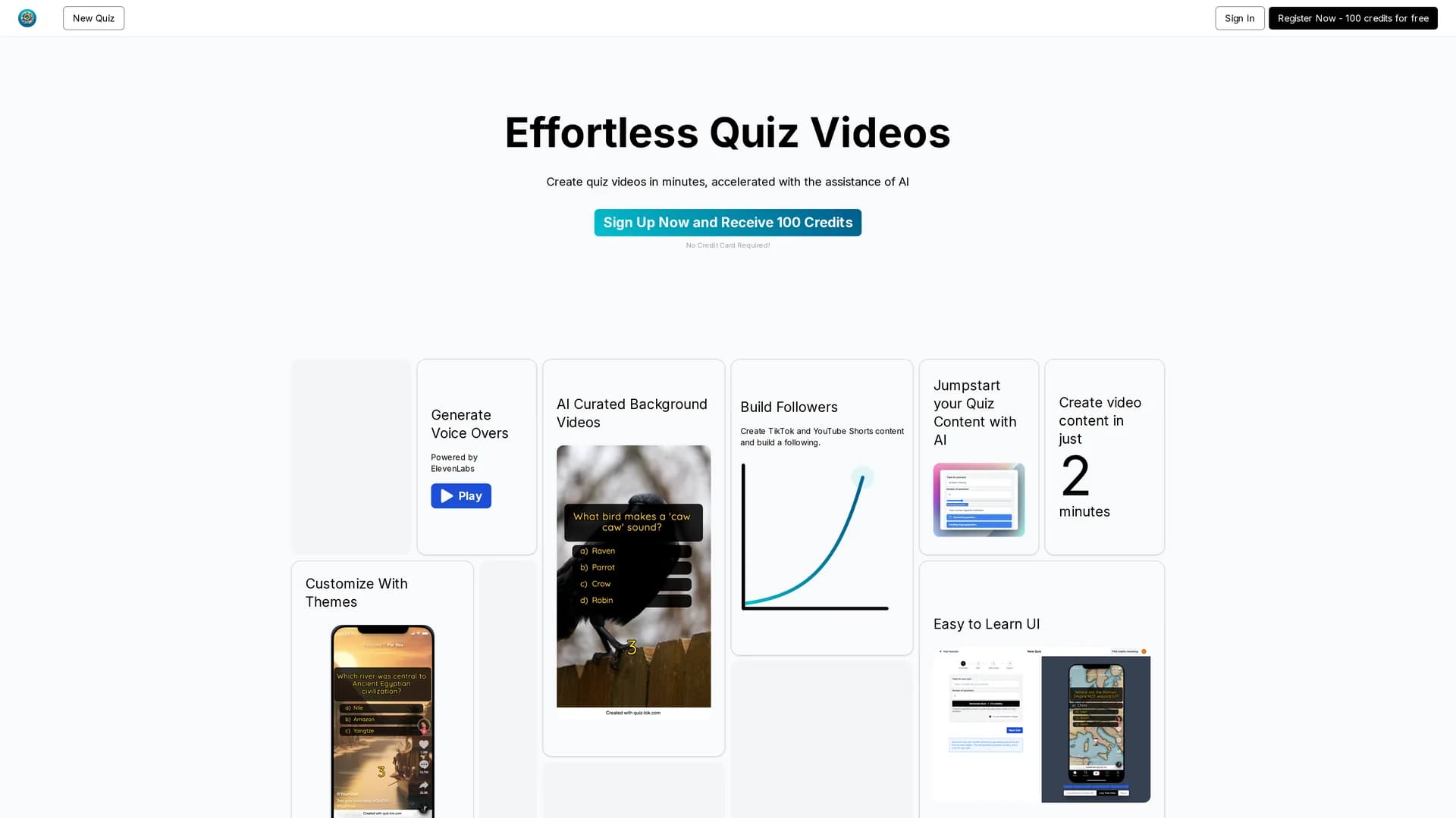 quiztok-ai-generated-quiz-videos-for-tiktok homepage