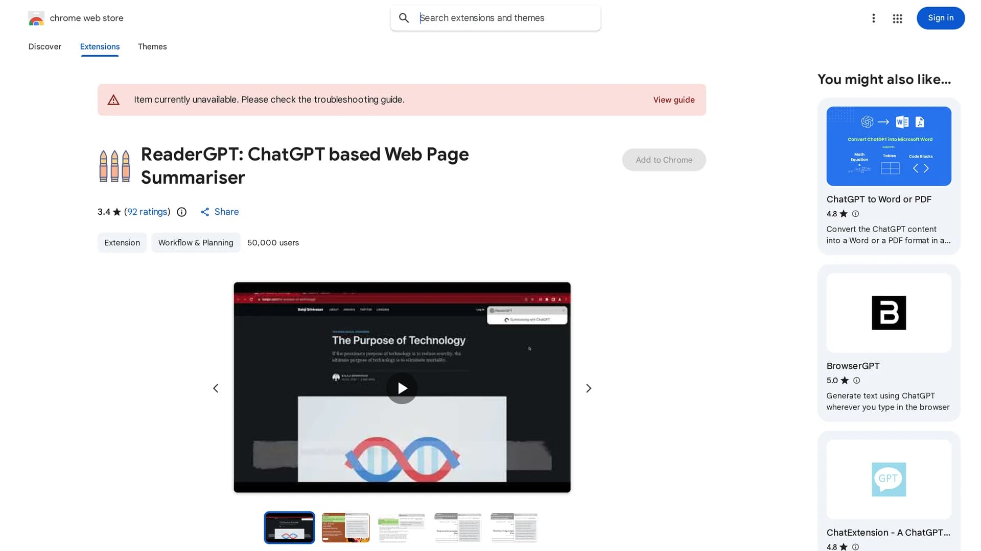 readergpt-chatgpt-powered-web-summary homepage