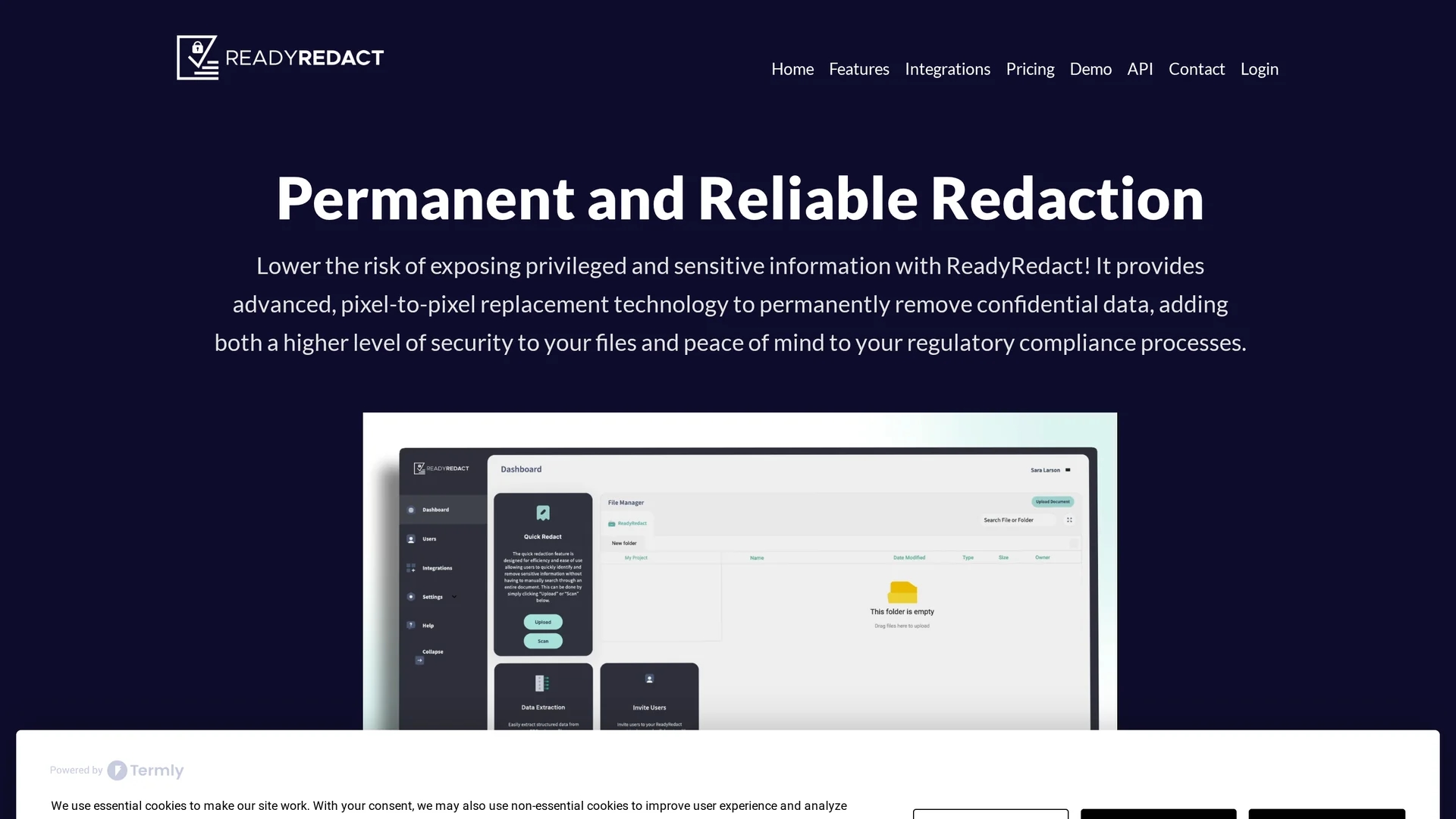 readyredact-document-redaction homepage