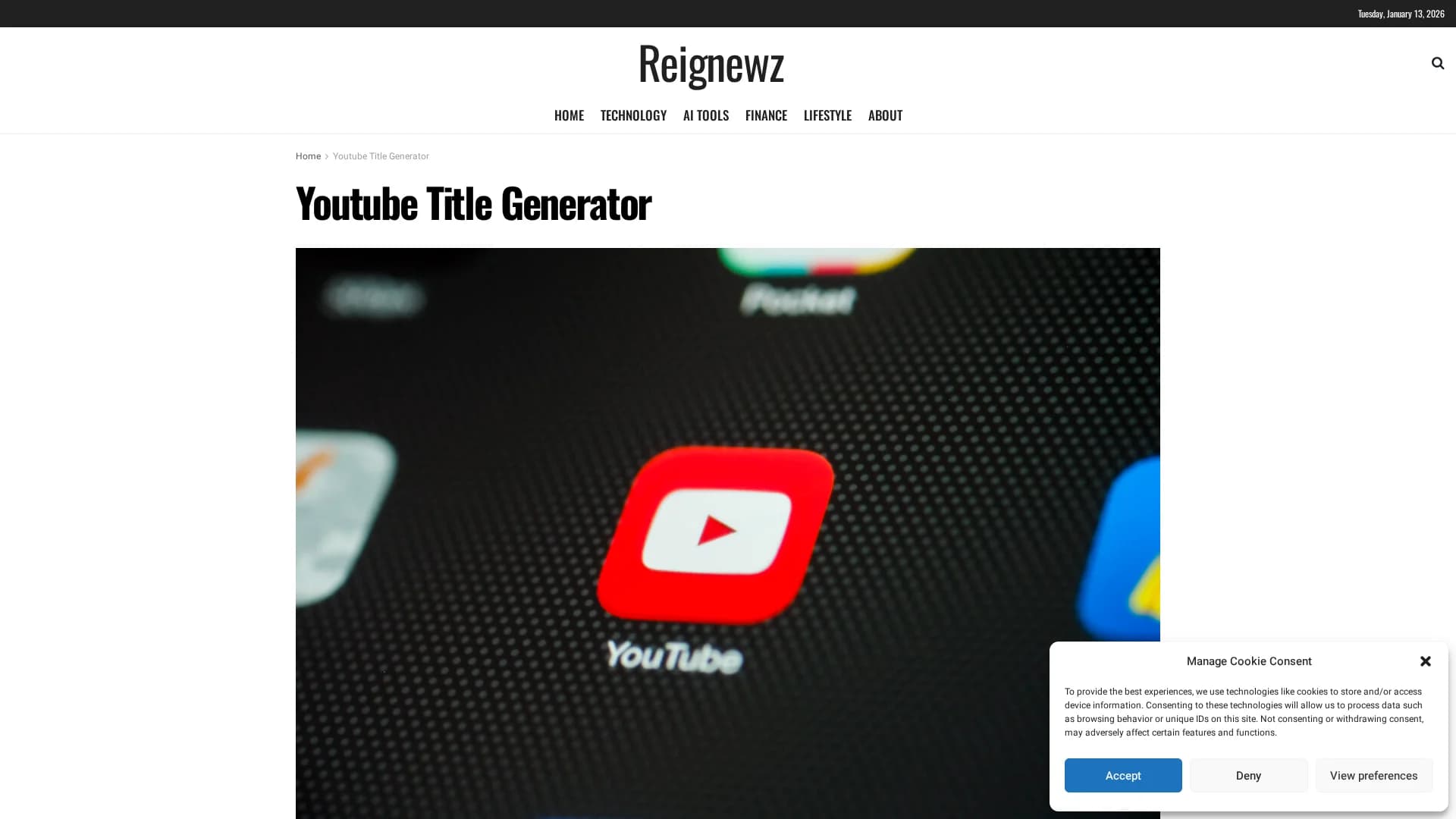 reignewz-youtube-title-generator homepage