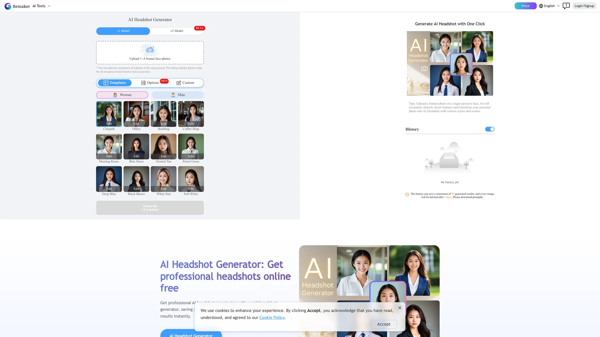 remaker-ai-headshot-generator homepage