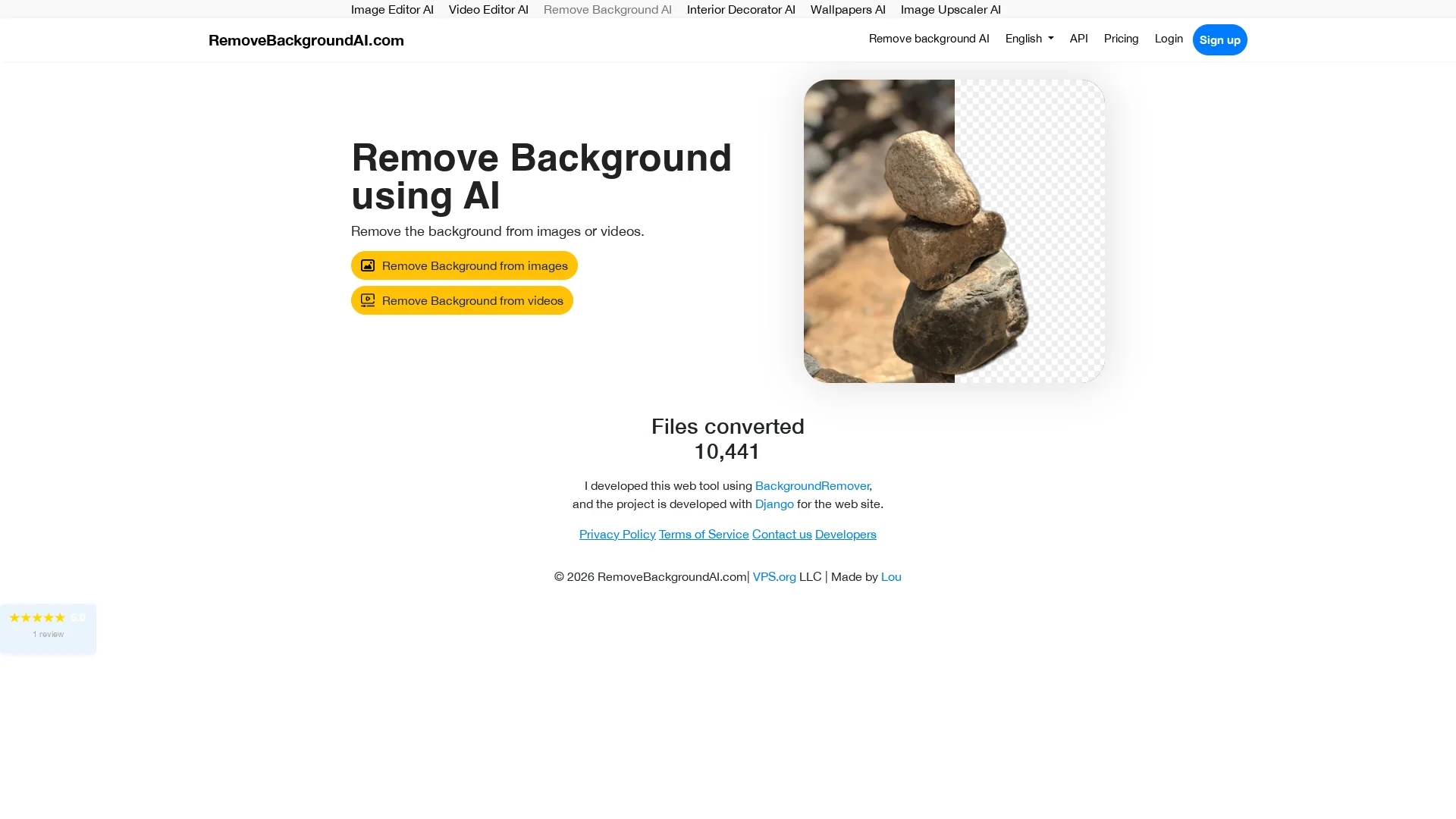remove-background-ai homepage
