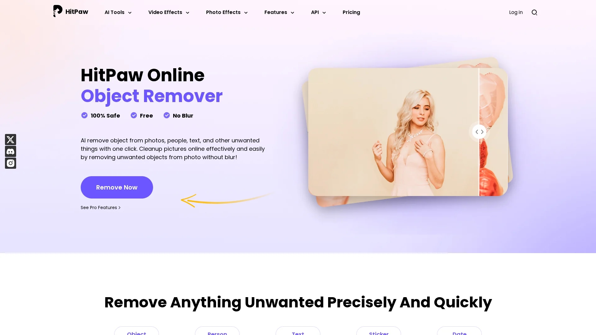 remove-object-from-photo-by-hitpaw homepage