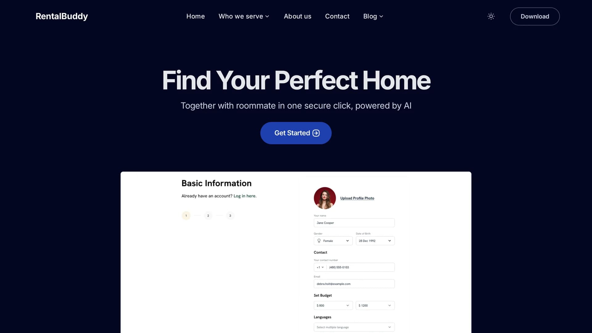 rentalbuddy homepage