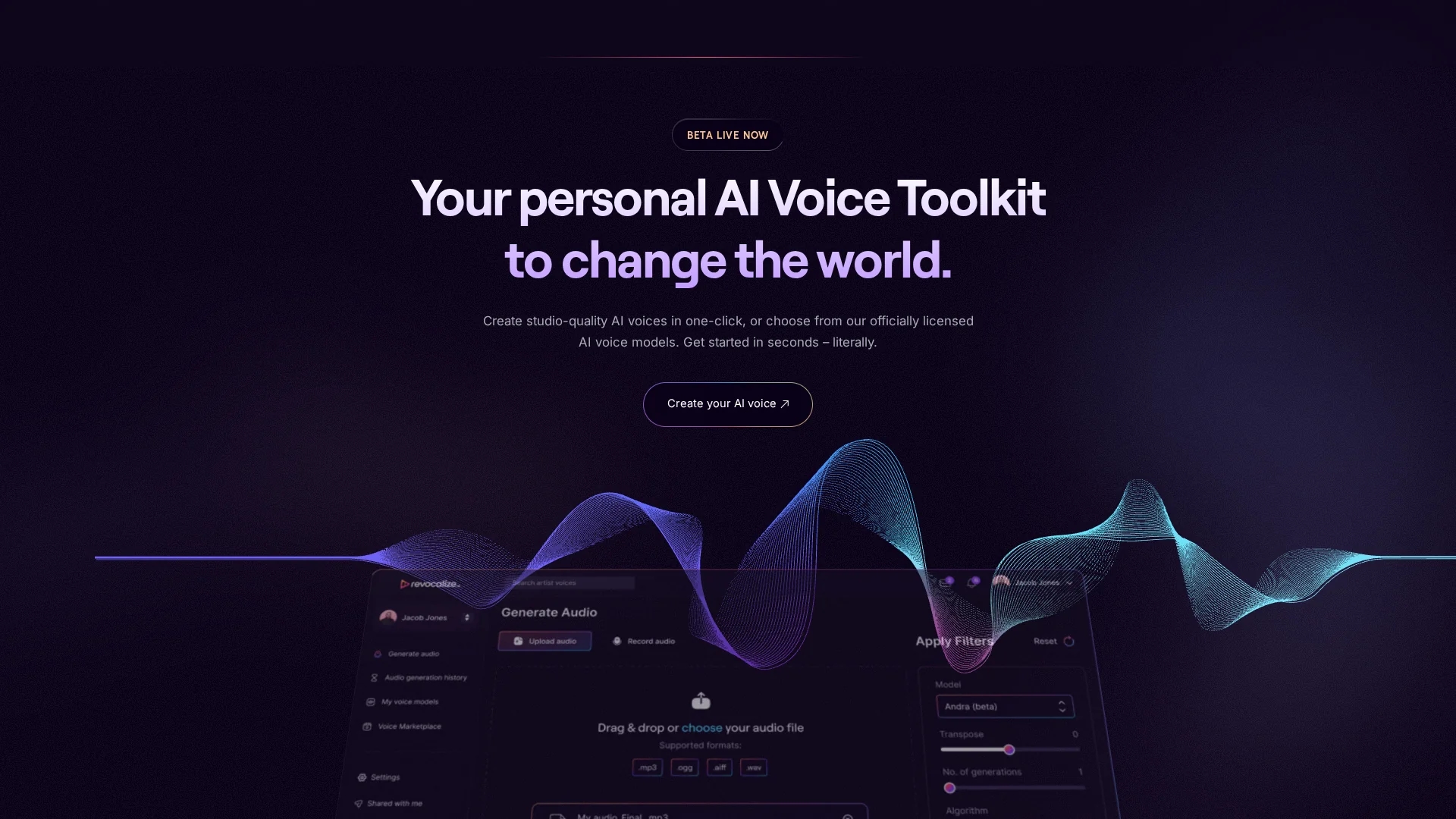 revocalize-ai homepage