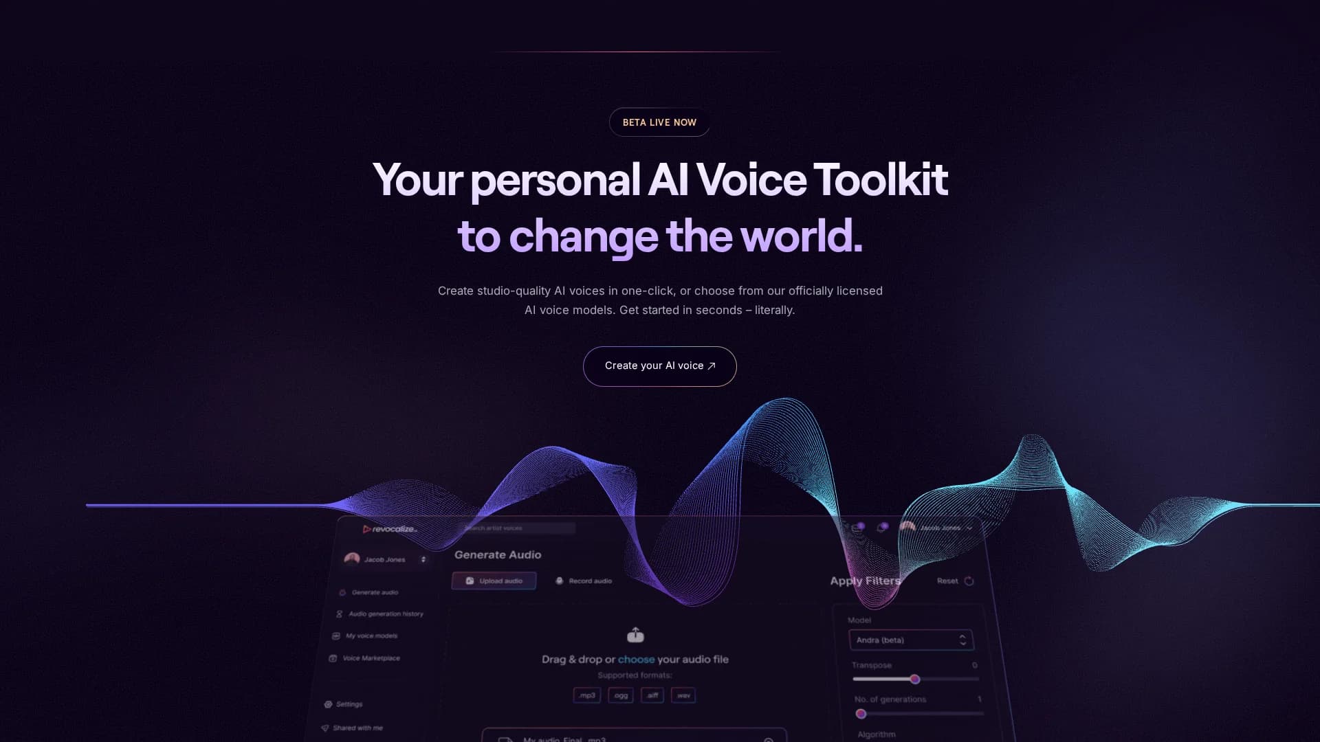 revocalize-ai homepage