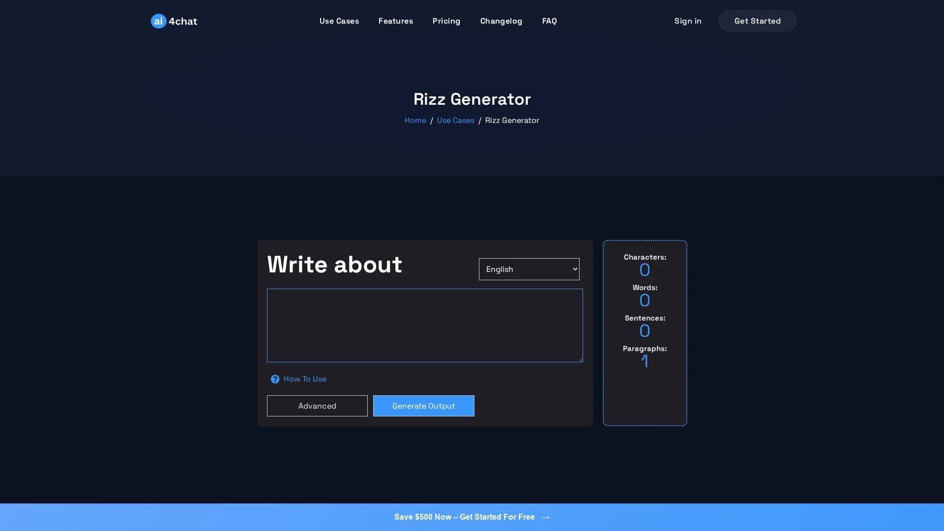 rizz-generator homepage