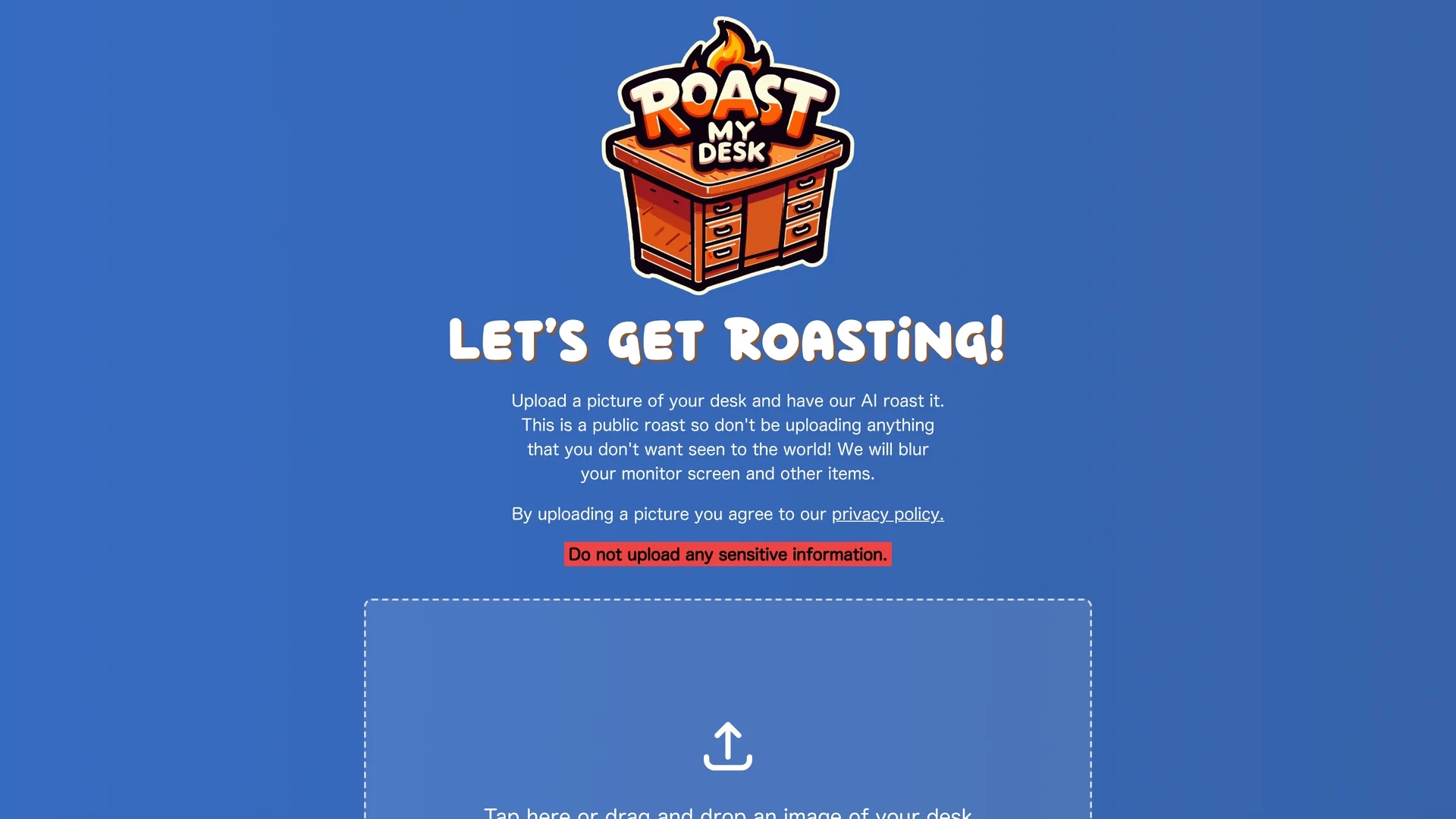 roast-my-desk homepage