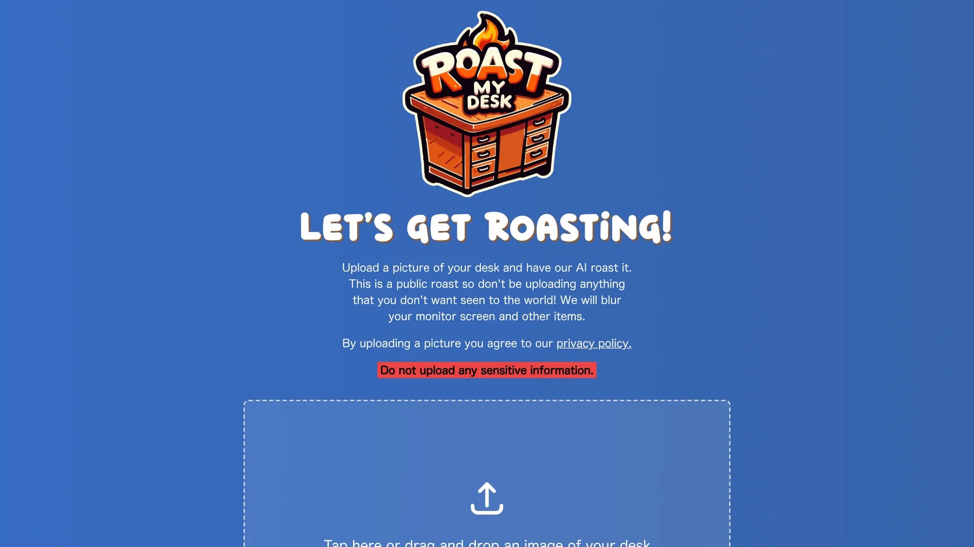 roast-my-desk homepage