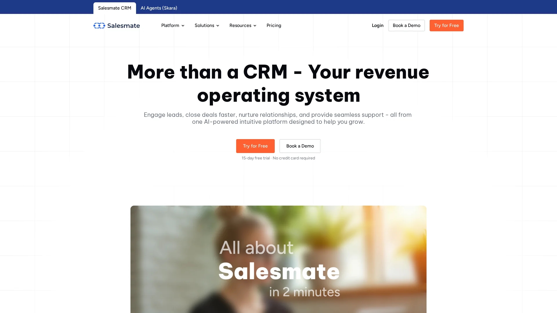 salesmate-crm homepage