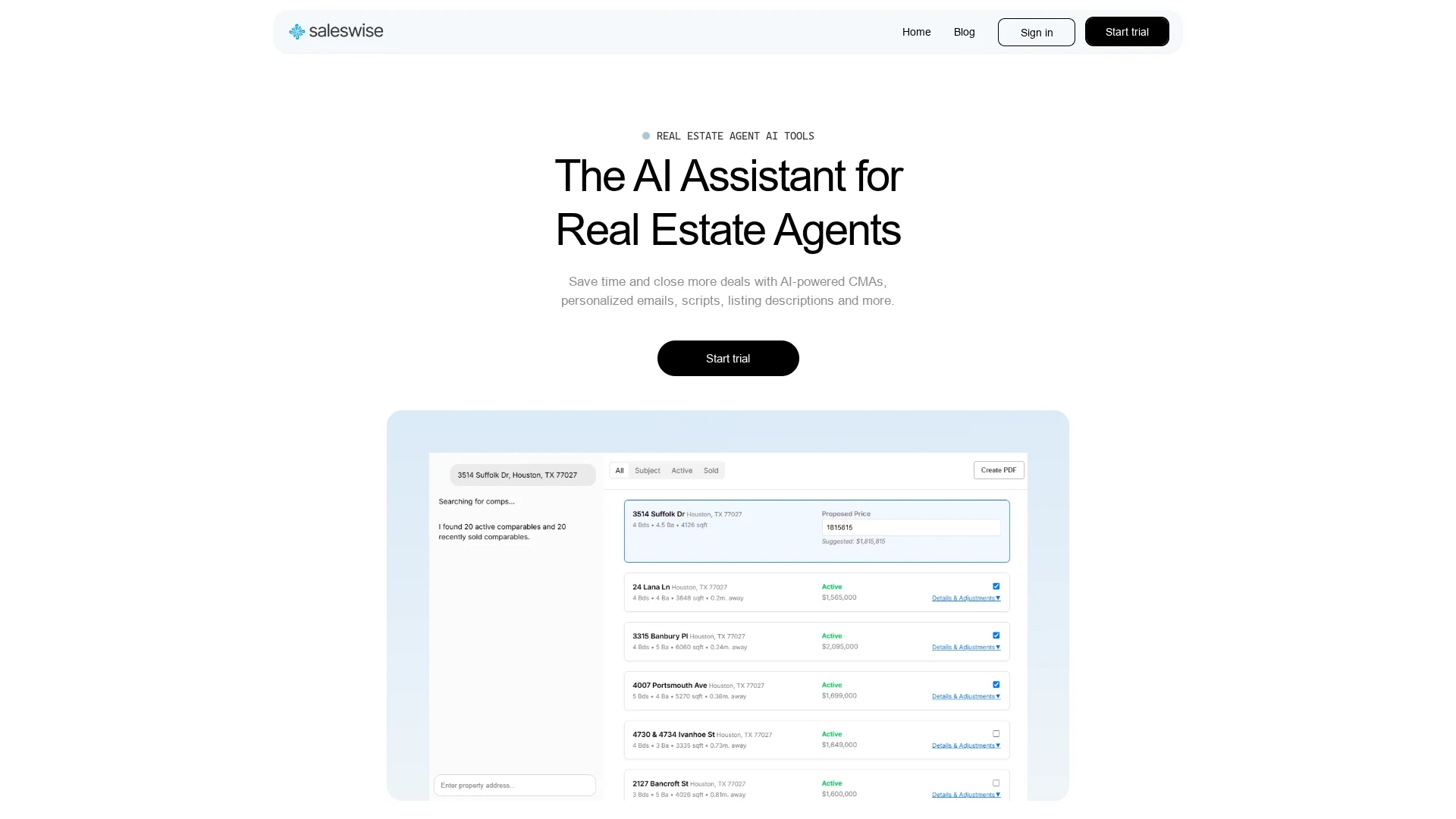saleswise-ai-real-estate-agents homepage