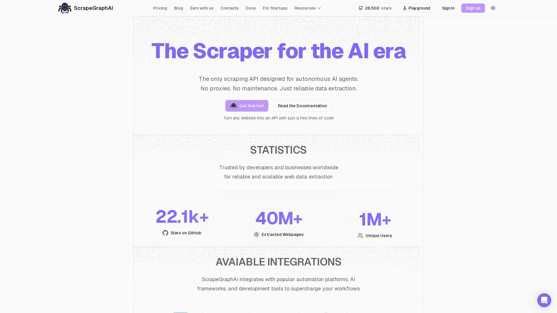 scrapegraphai homepage