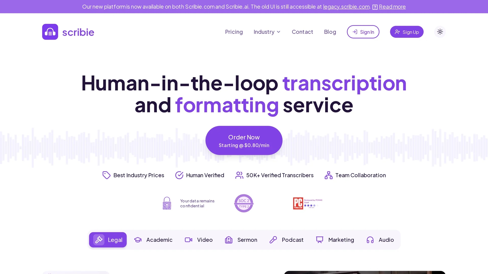 scribie homepage