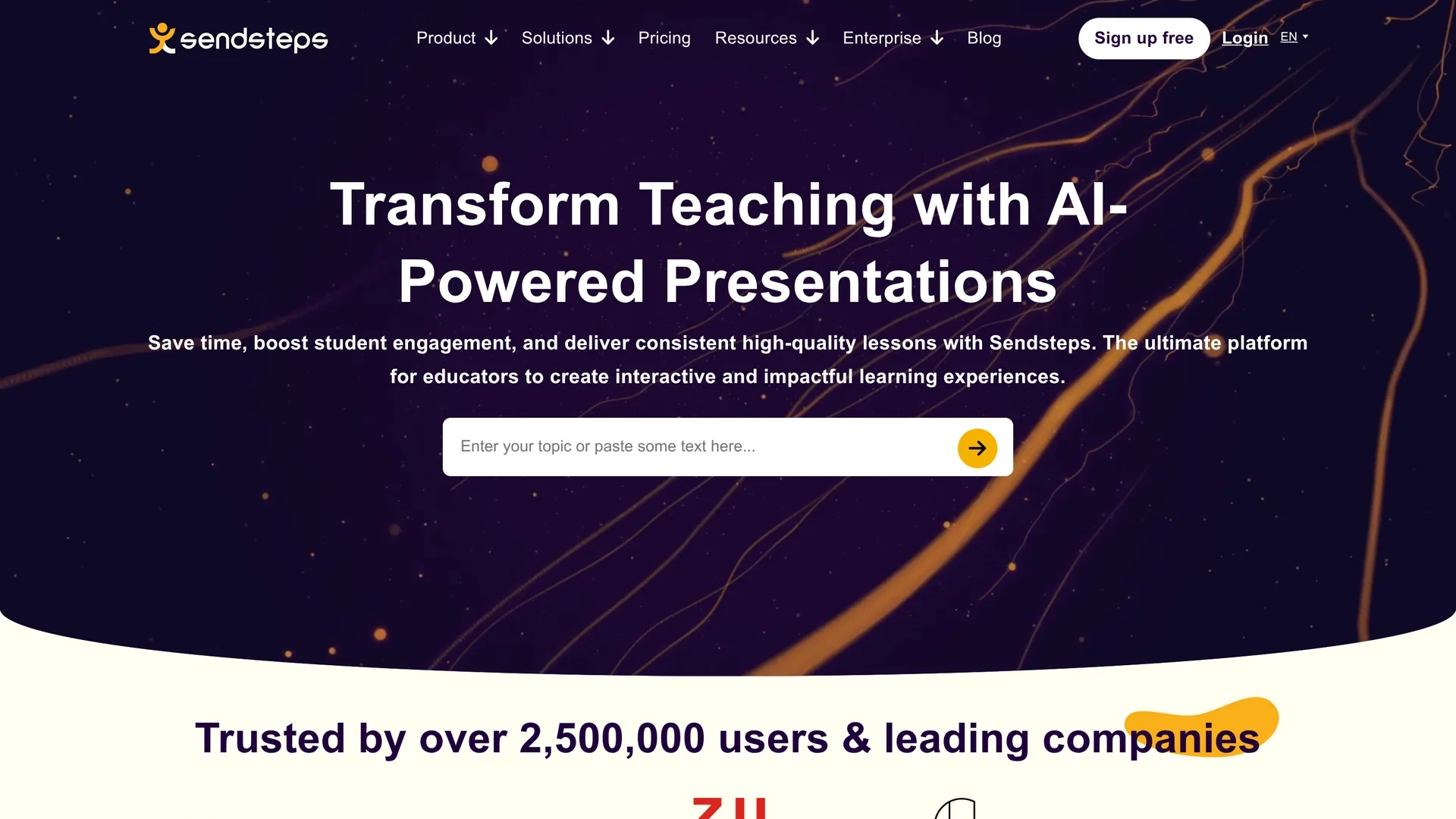 sendsteps-ai-first-ai-presentation-tool homepage