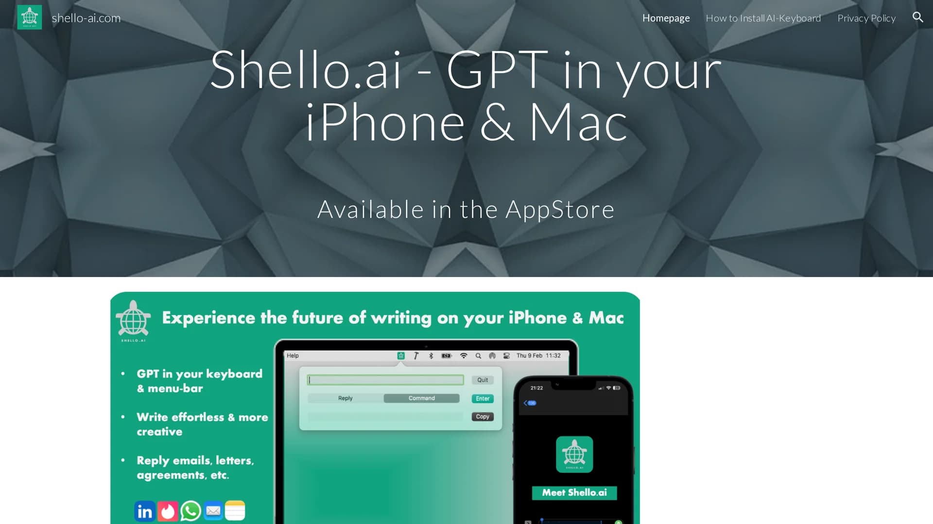shello-ai-desktop homepage