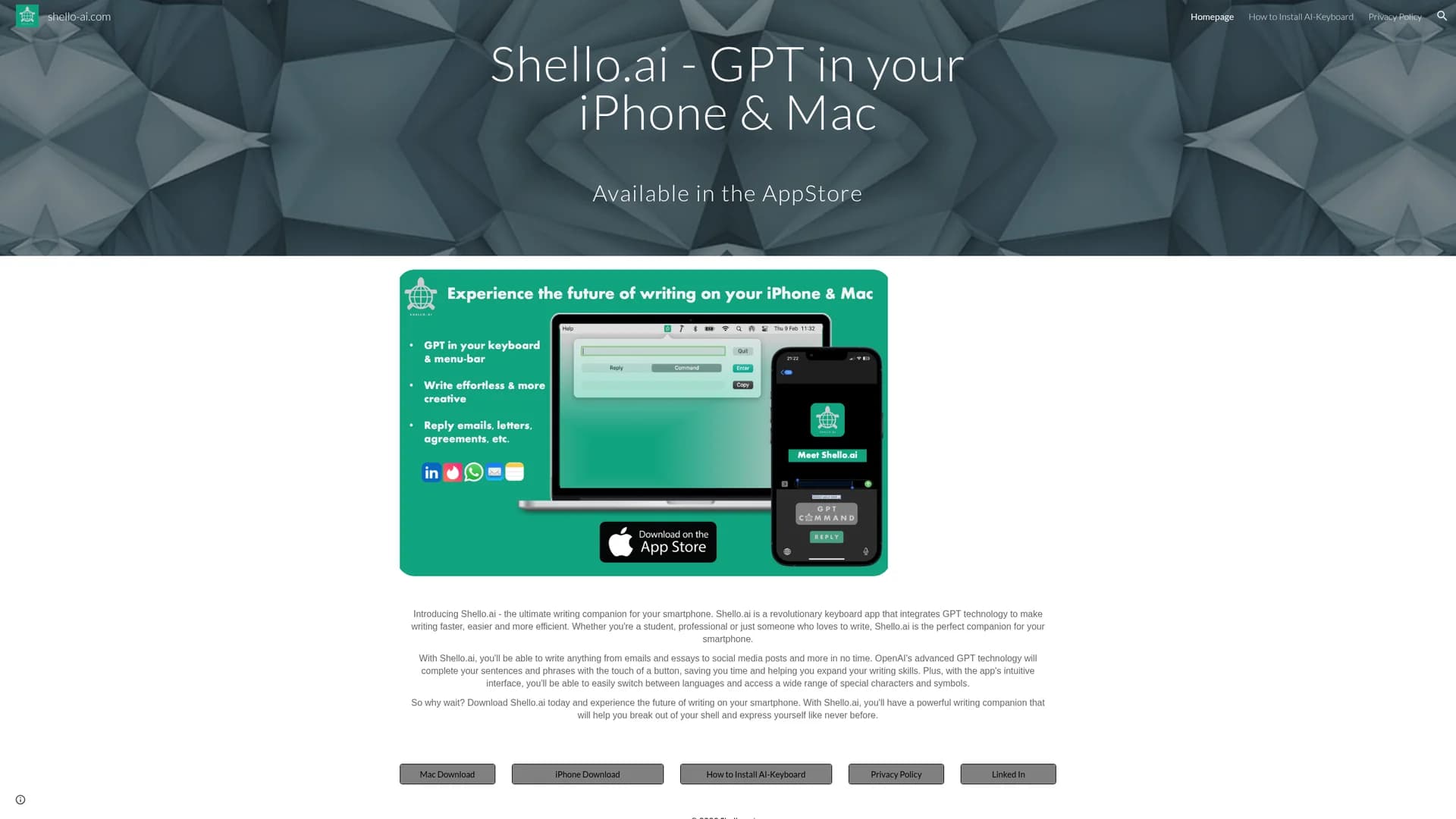 shello-ai homepage