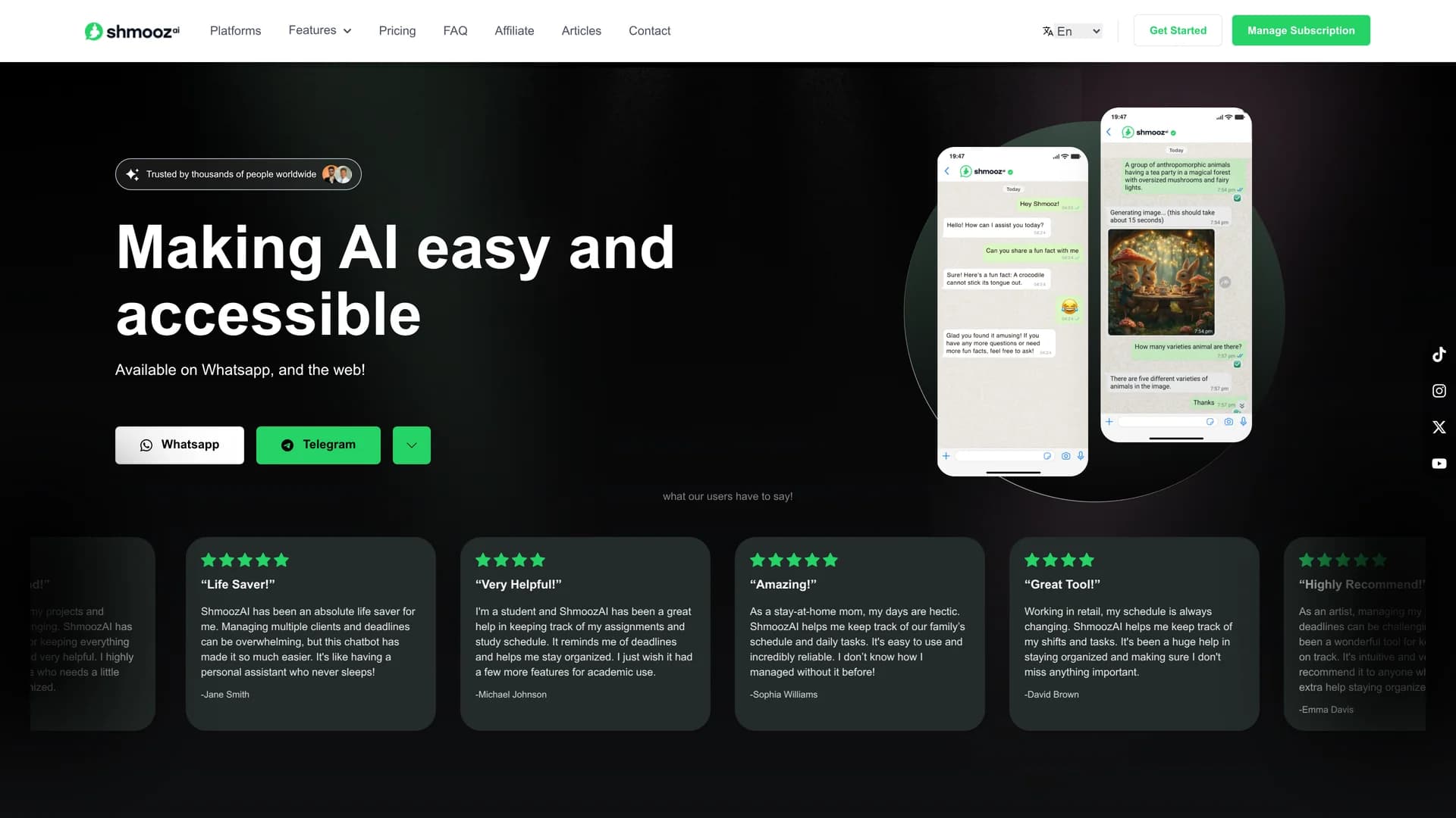 shmooz-ai homepage