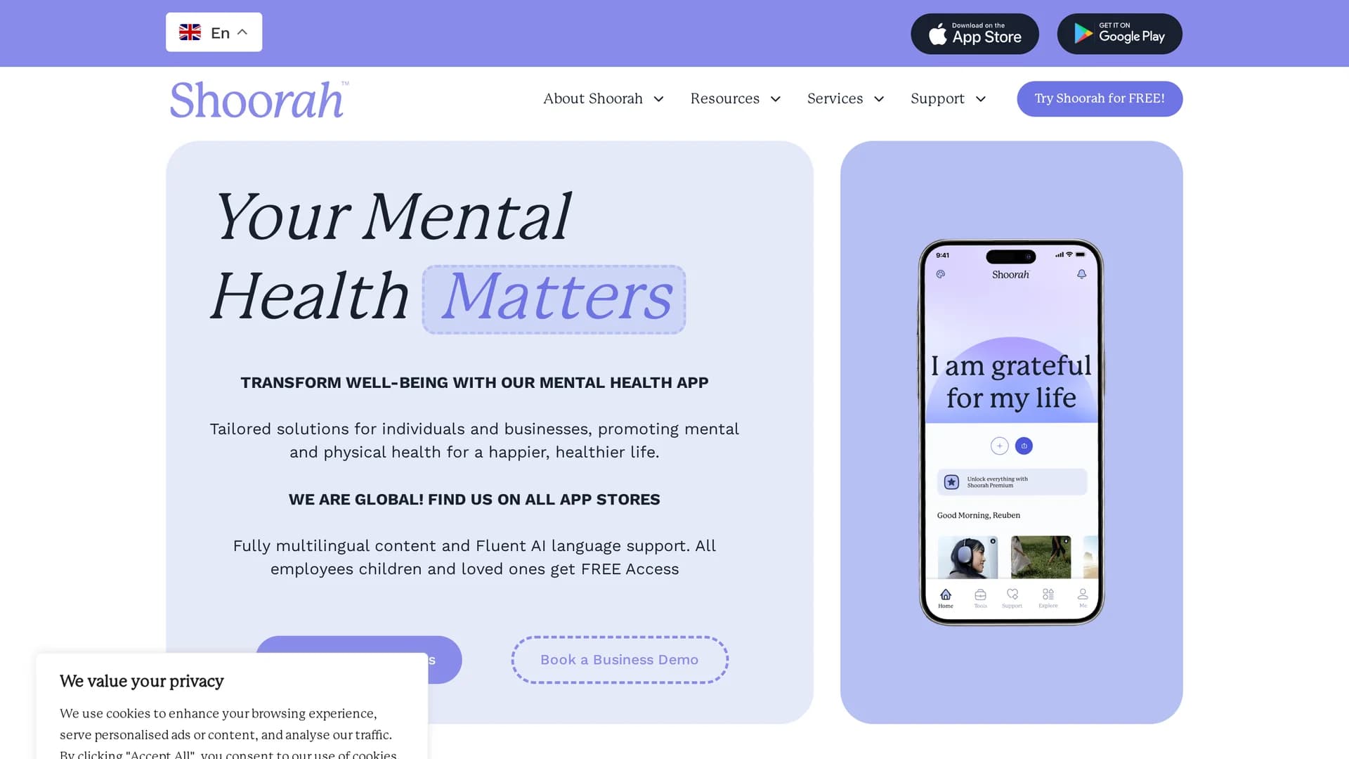 shoorah-wellbeing homepage