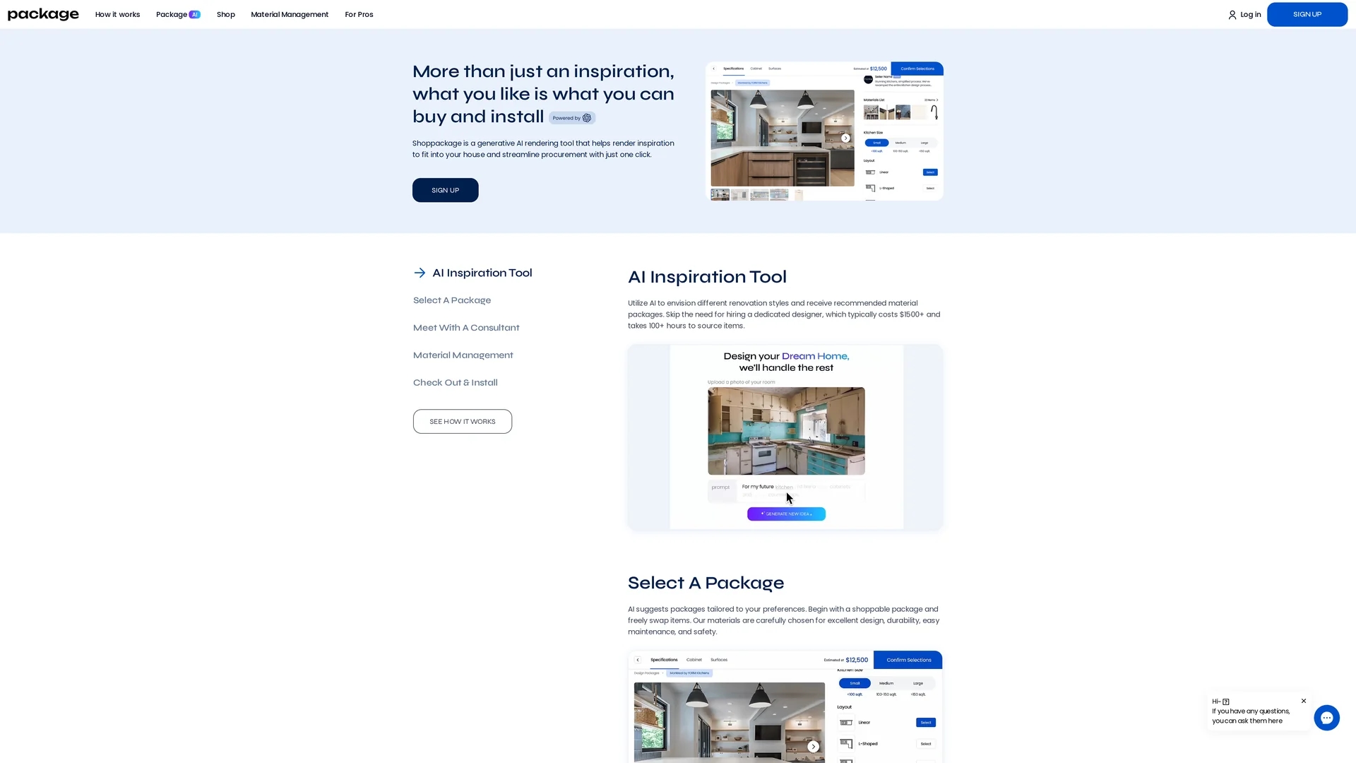 shoppackage-ai homepage