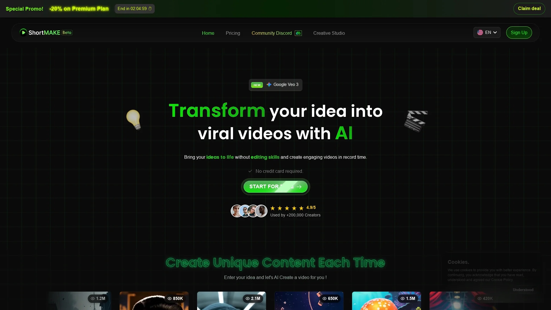 shortmake-ai homepage