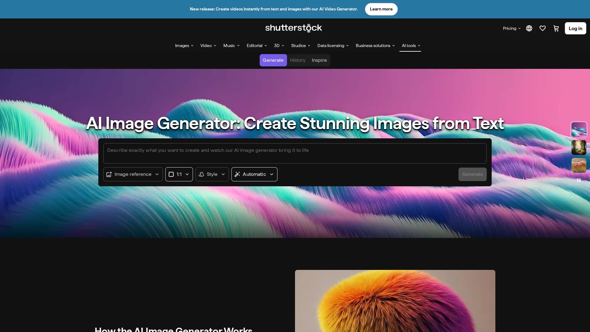 shutterstock-image-generator homepage