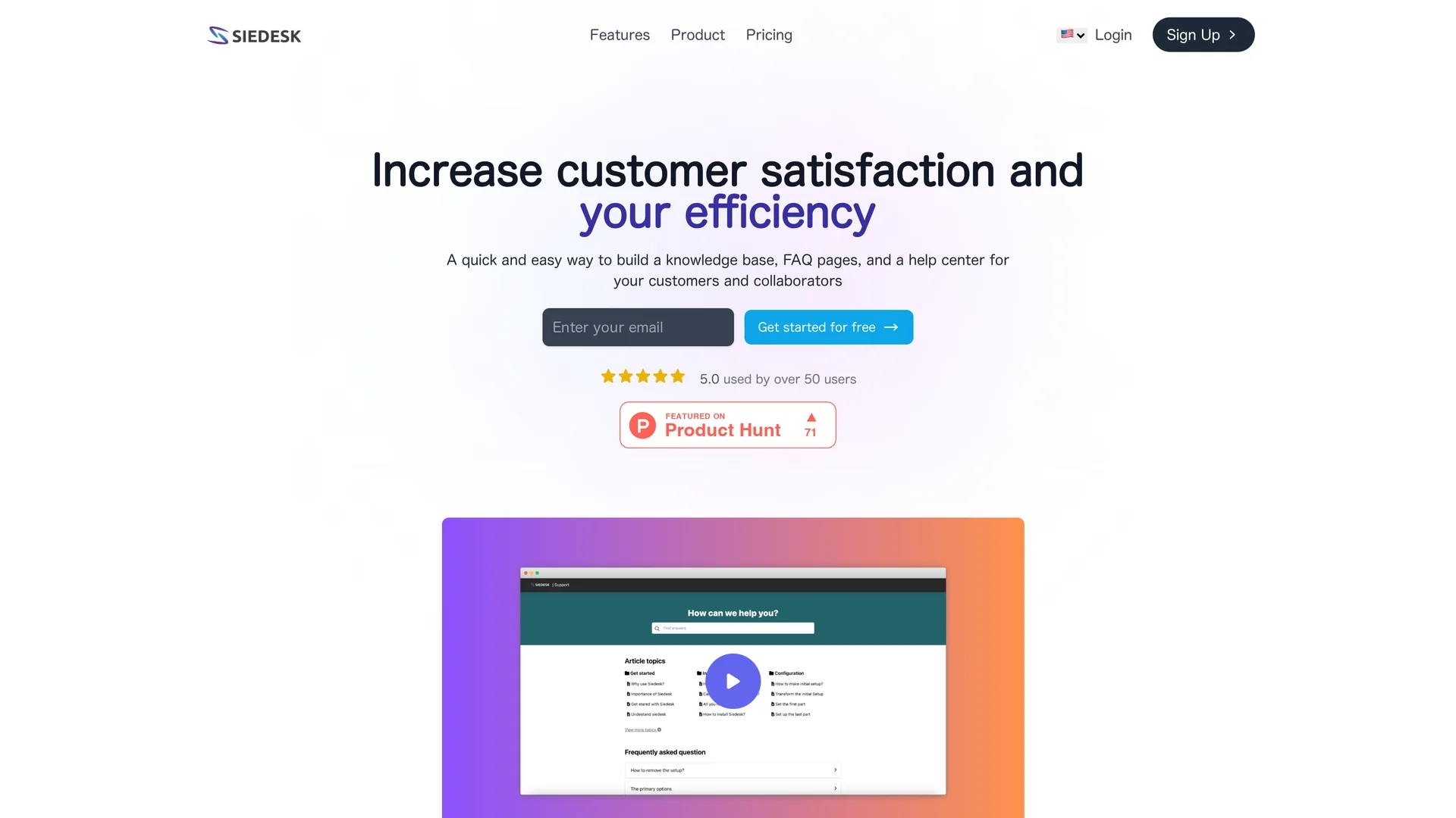 siedesk-help-center-knowledge-base homepage