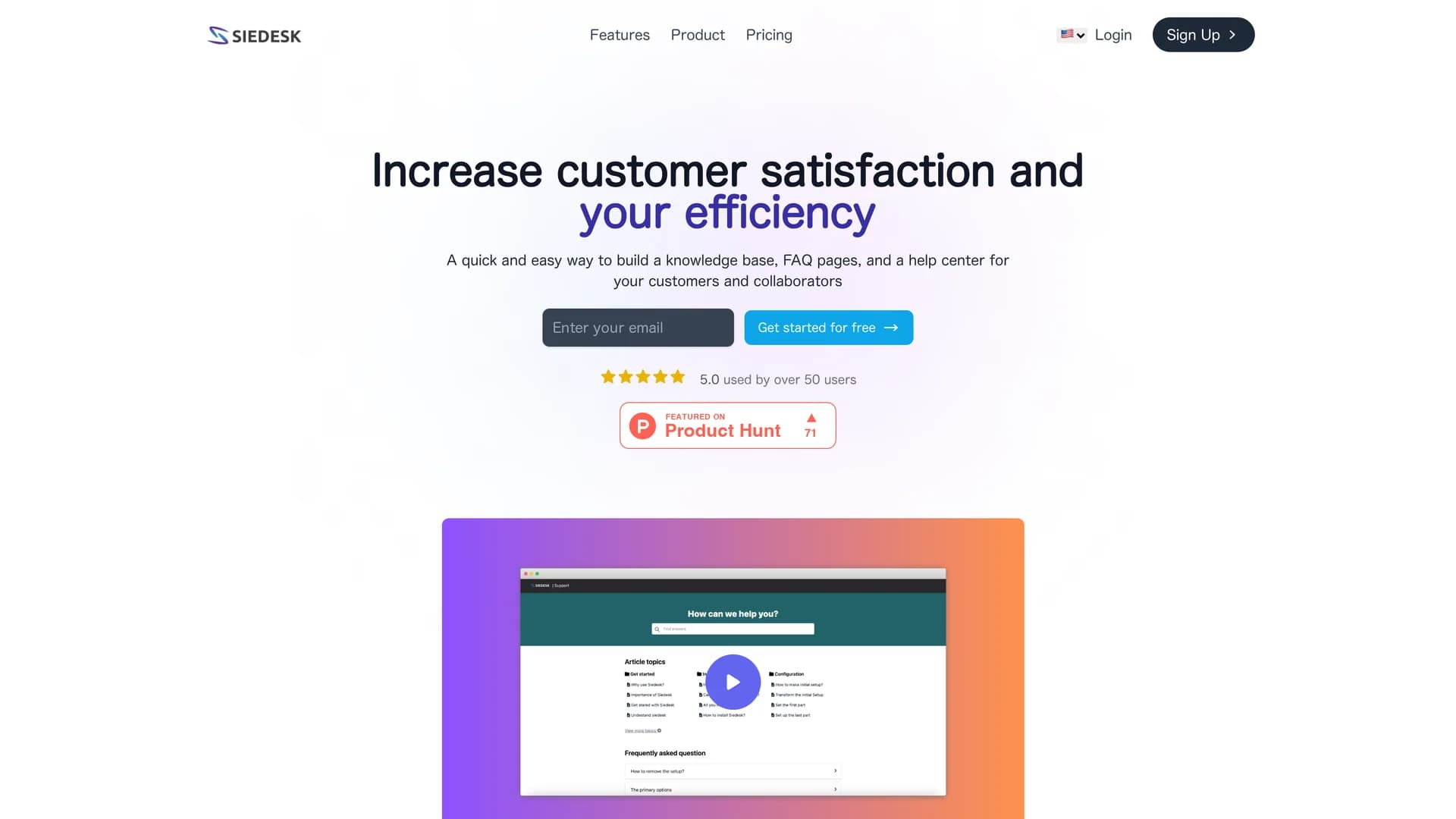 siedesk-help-center-knowledge-base homepage