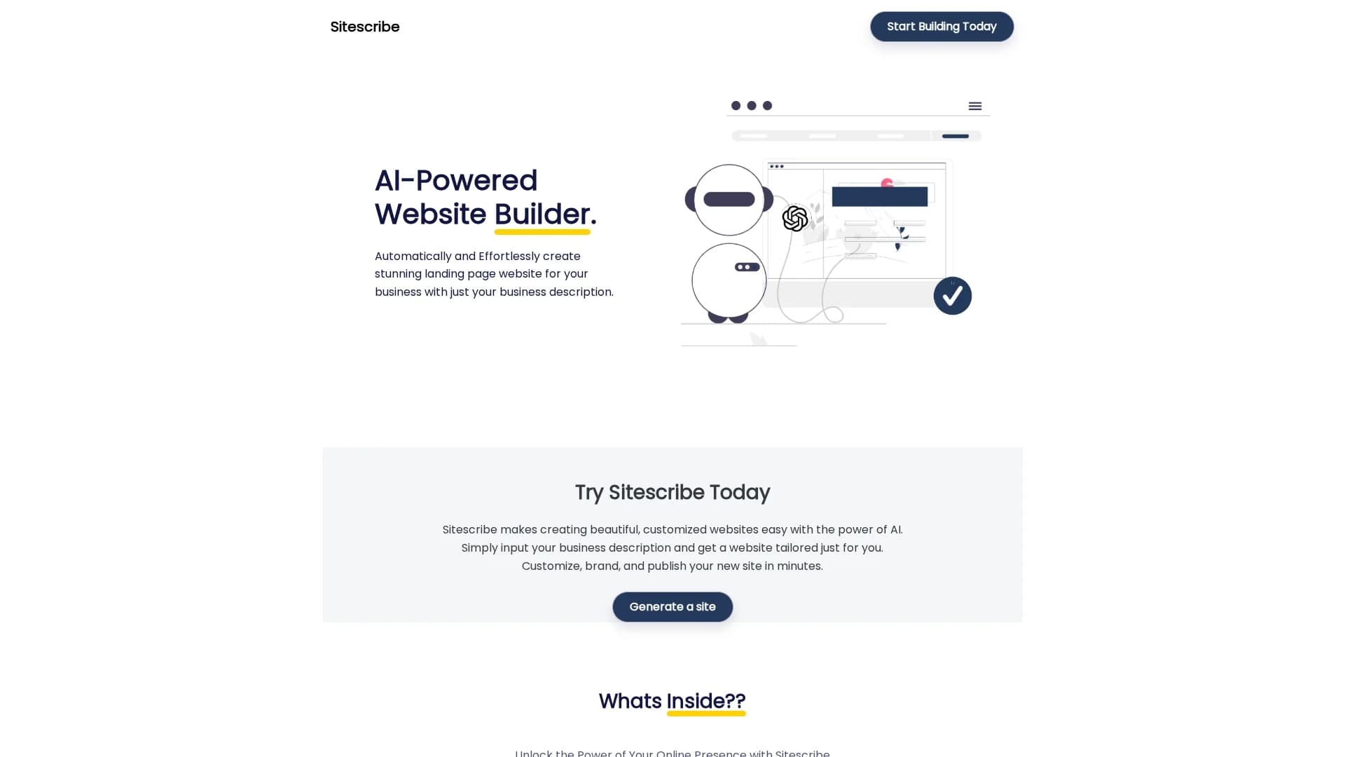 sitescribe homepage