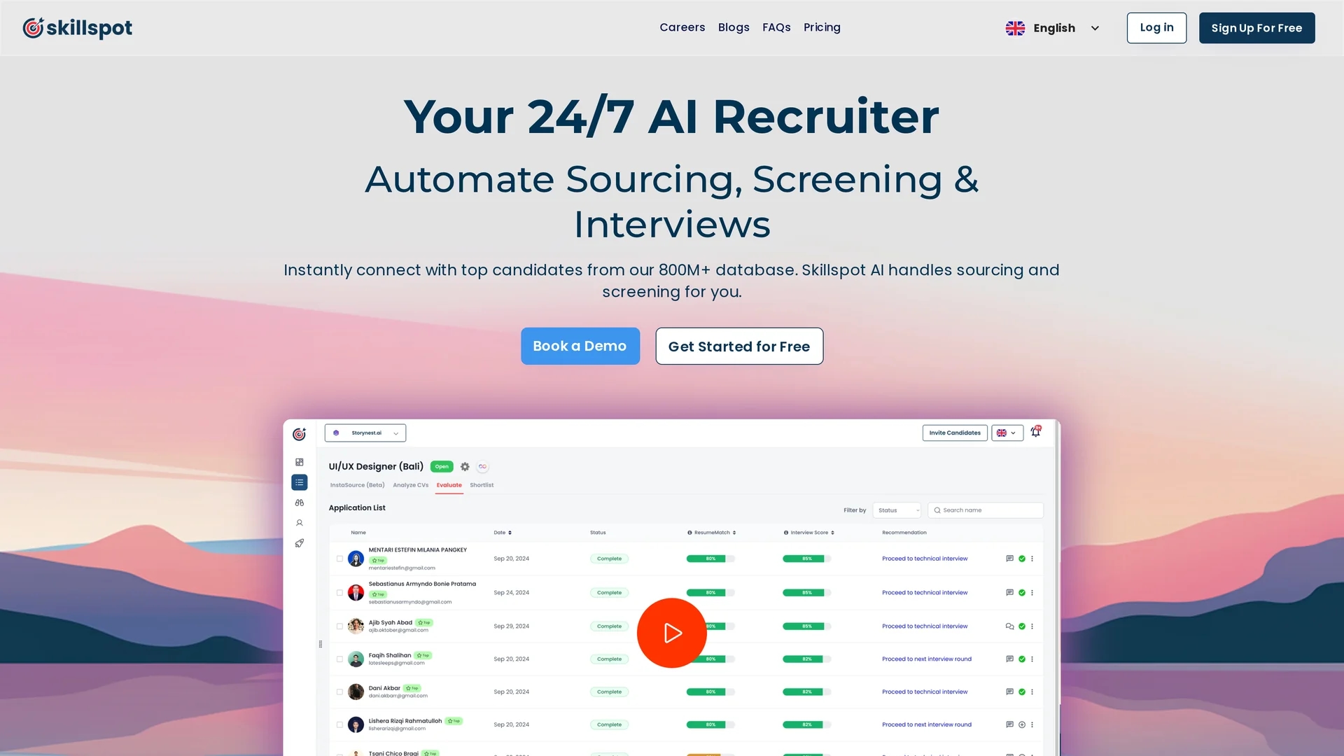 skillspot-ai homepage