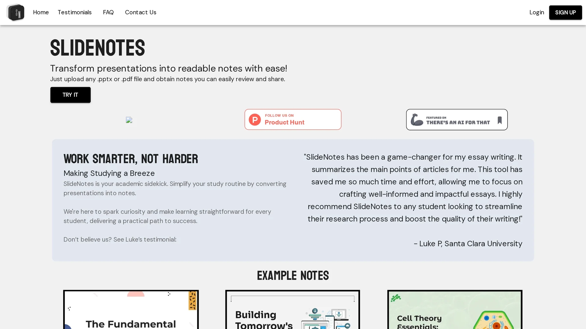 slidenotes homepage