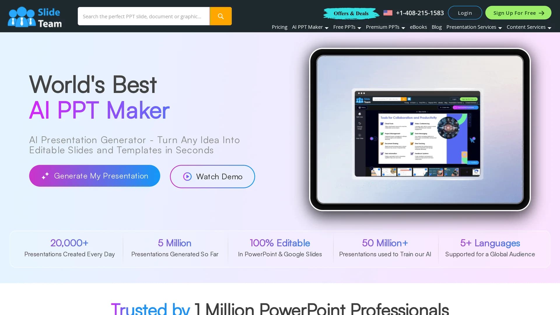 slideteam-ai-presentation-generator homepage