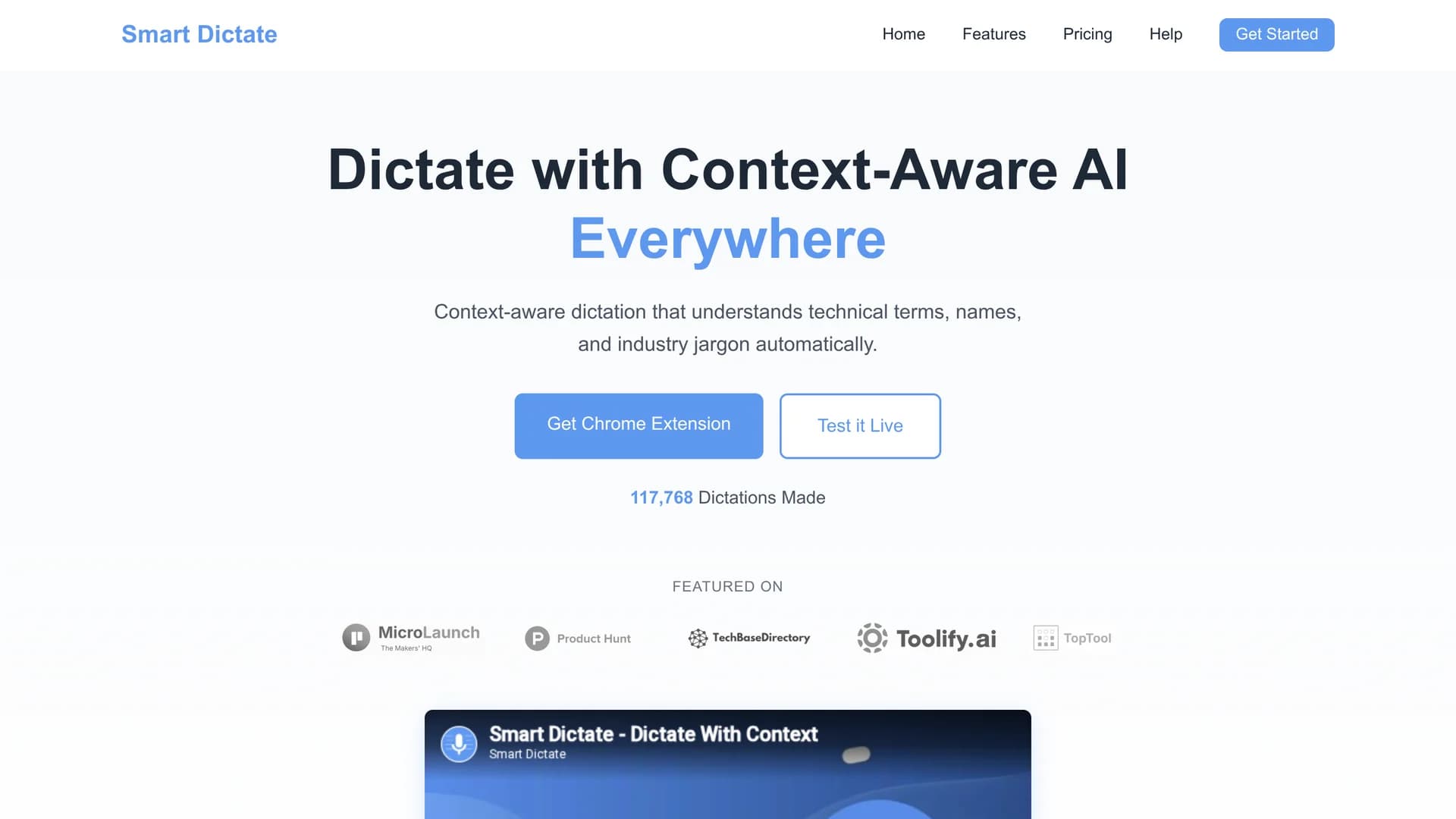 smart-dictate homepage
