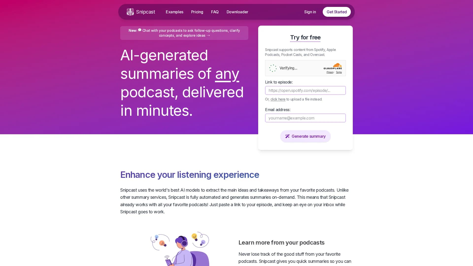 snipcast homepage